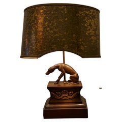 French Brass Greyhound Statue Lamp