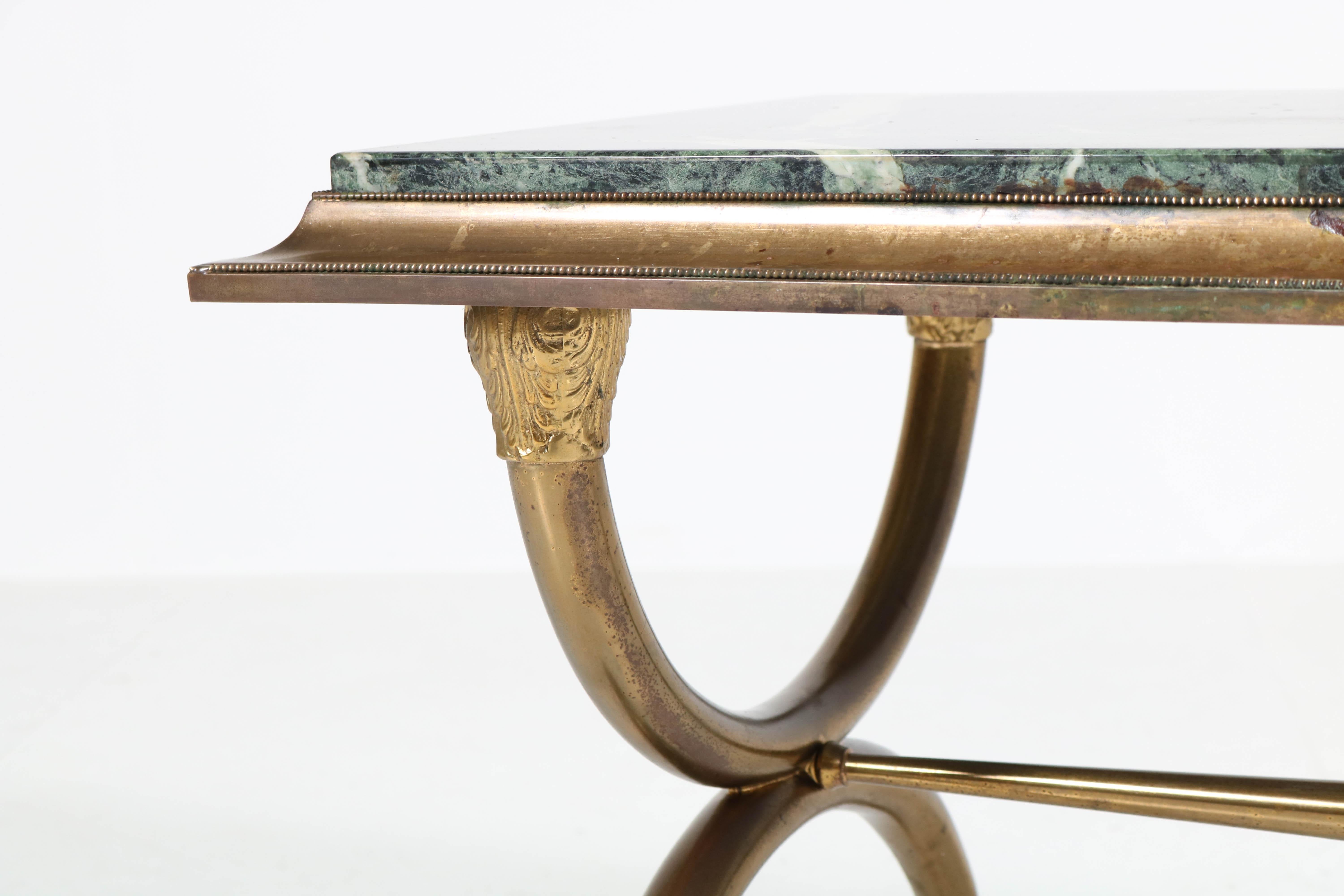 Mid-20th Century French Brass Hollywood Regency Maison Baguès Style Coffee Table, 1940s