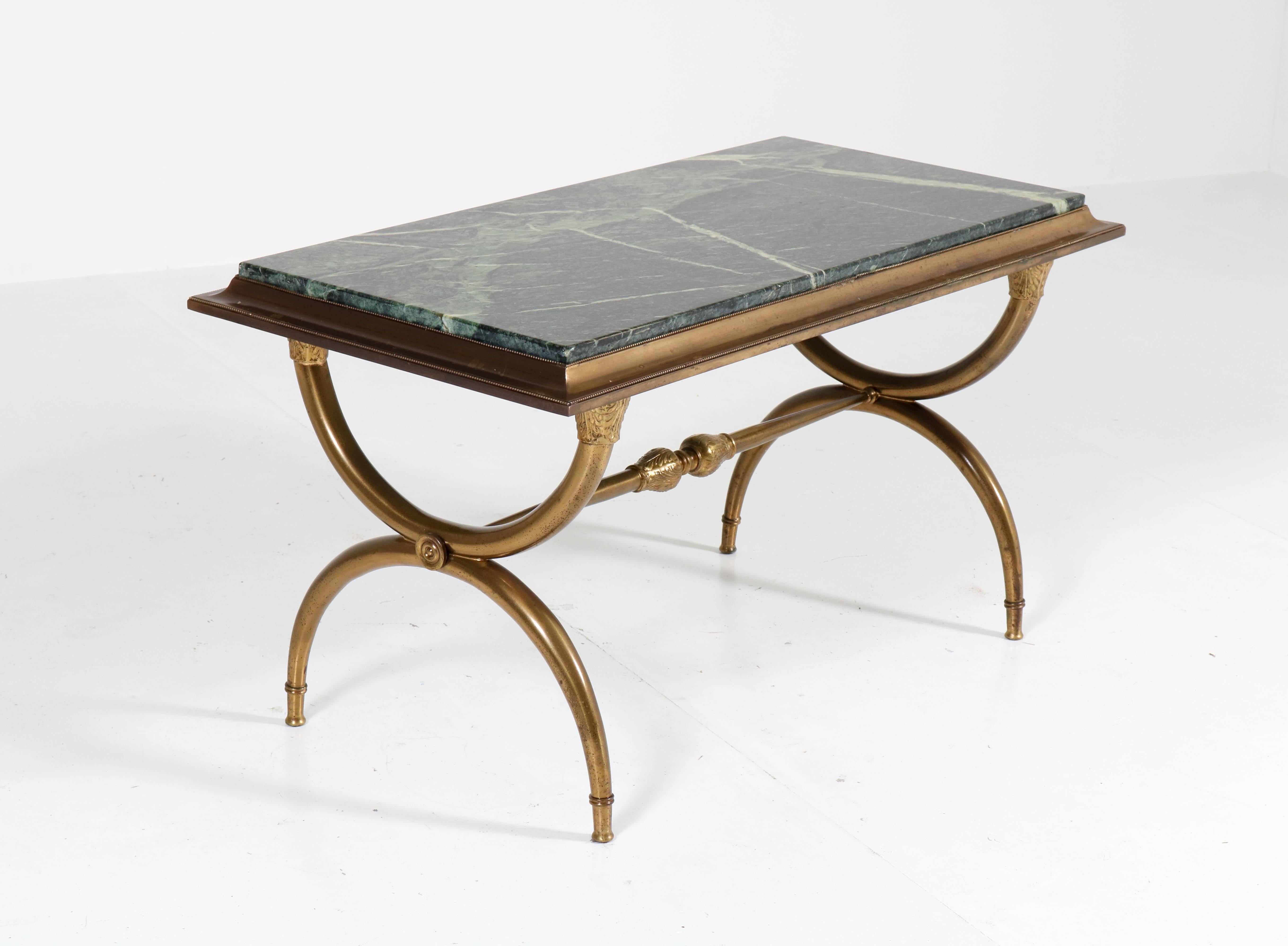 French Brass Hollywood Regency Maison Baguès Style Coffee Table, 1940s 2