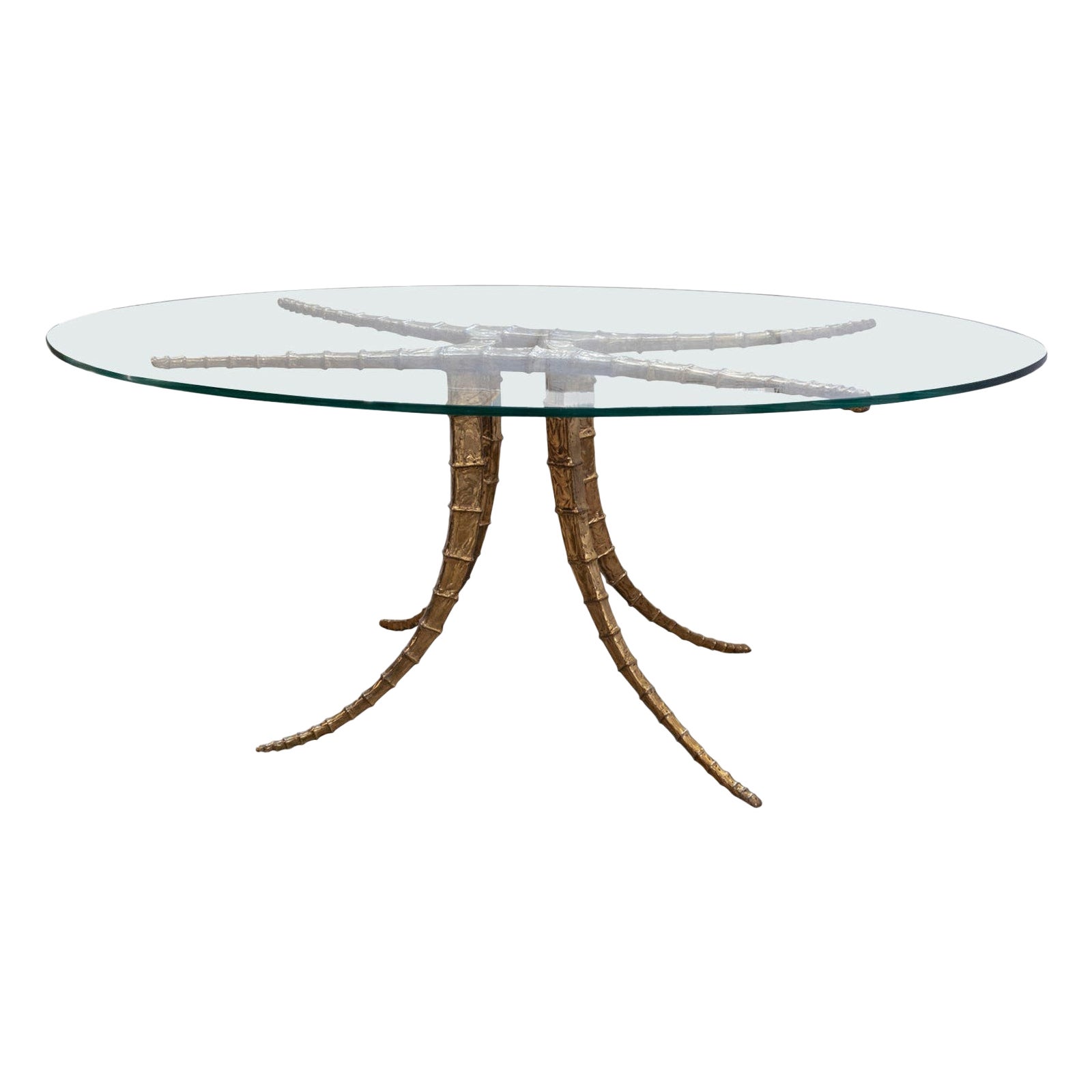 French Brass Horn Dining Table / Center Table Signed by Alain Chervet