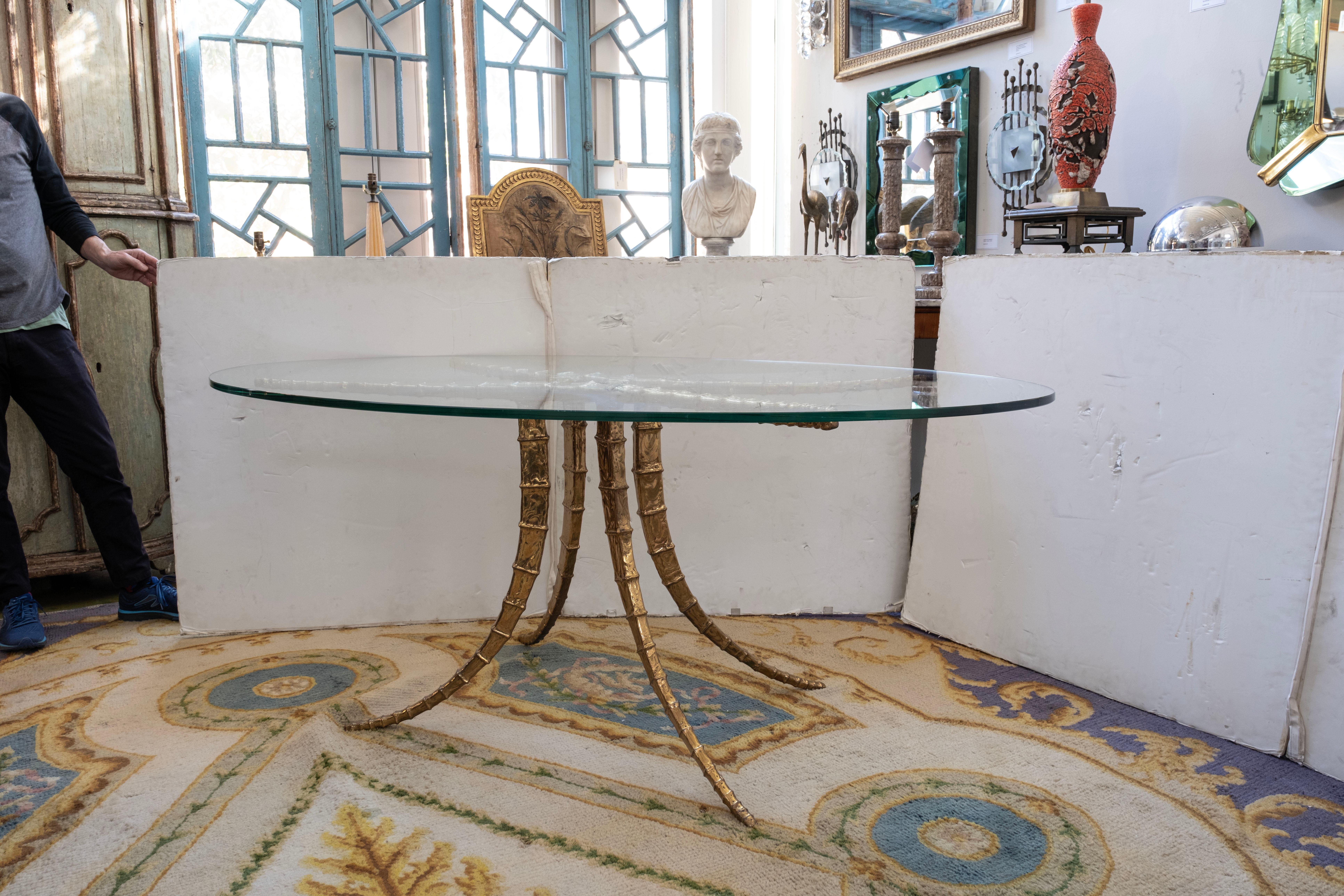 French Brass Horn Dining Table / Center Table Signed by Alain Chervet In Good Condition For Sale In Houston, TX