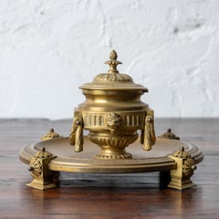 French Brass Inkwell, 19th Century