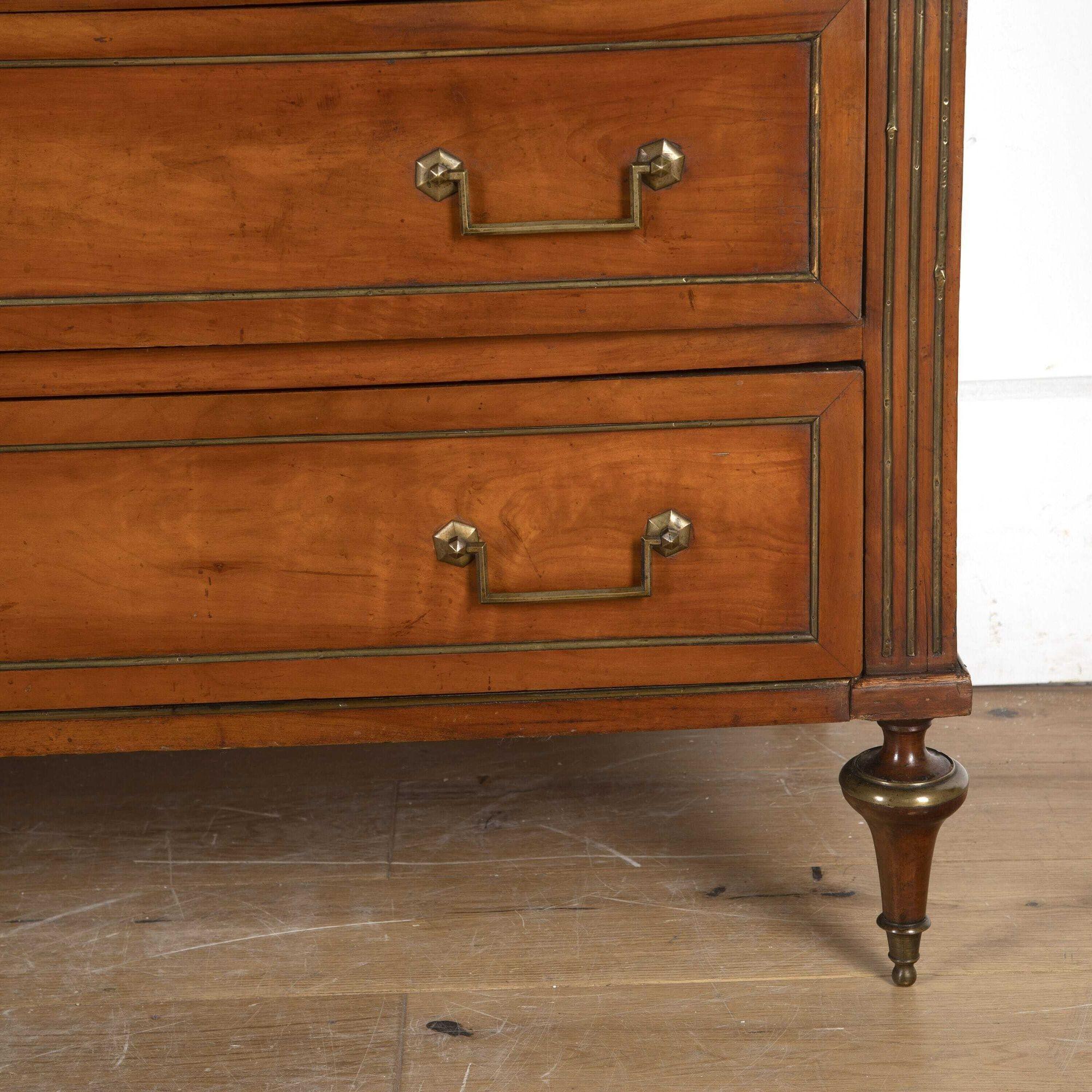 19th Century French Brass Inlaid Cherrywood Commode