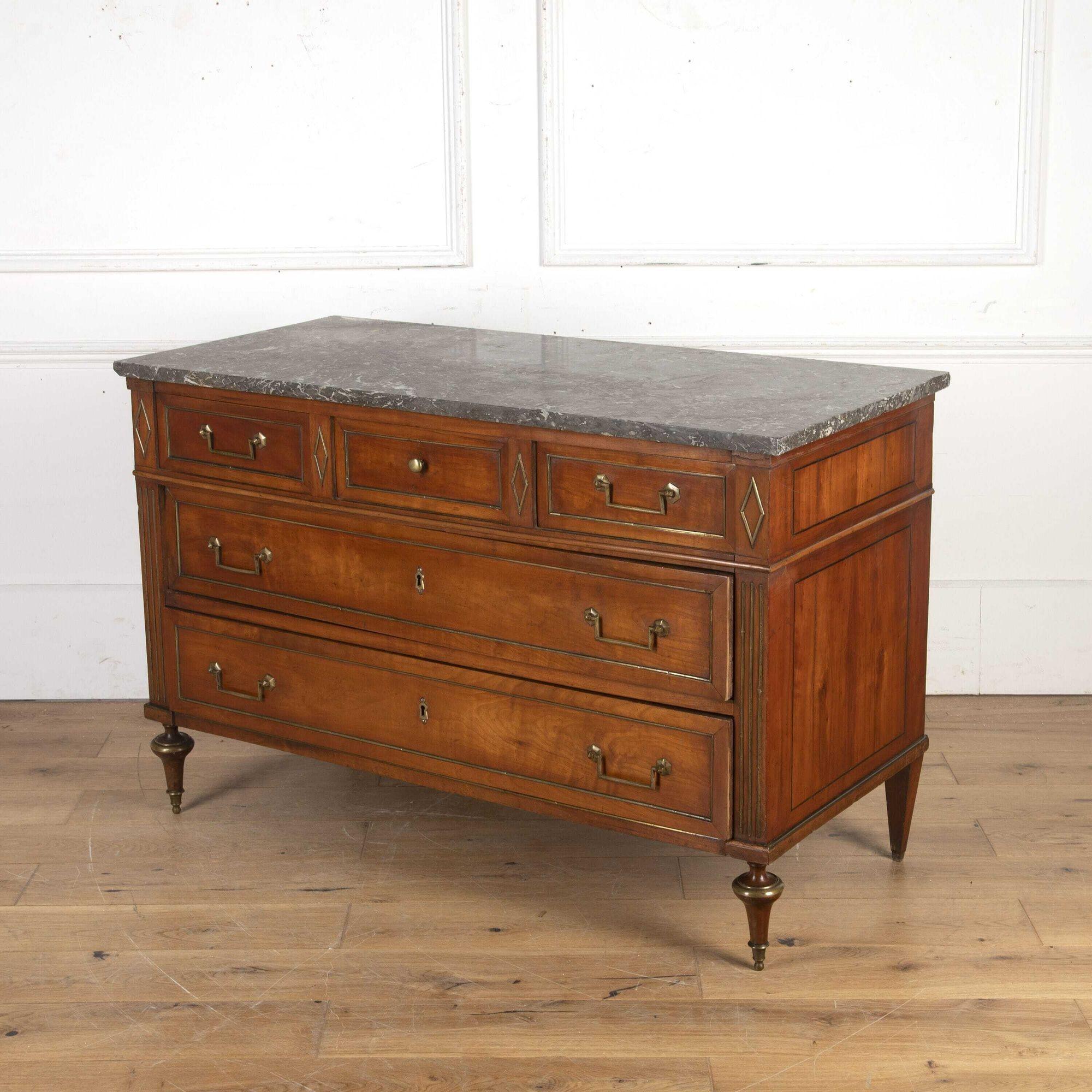 French Brass Inlaid Cherrywood Commode 3