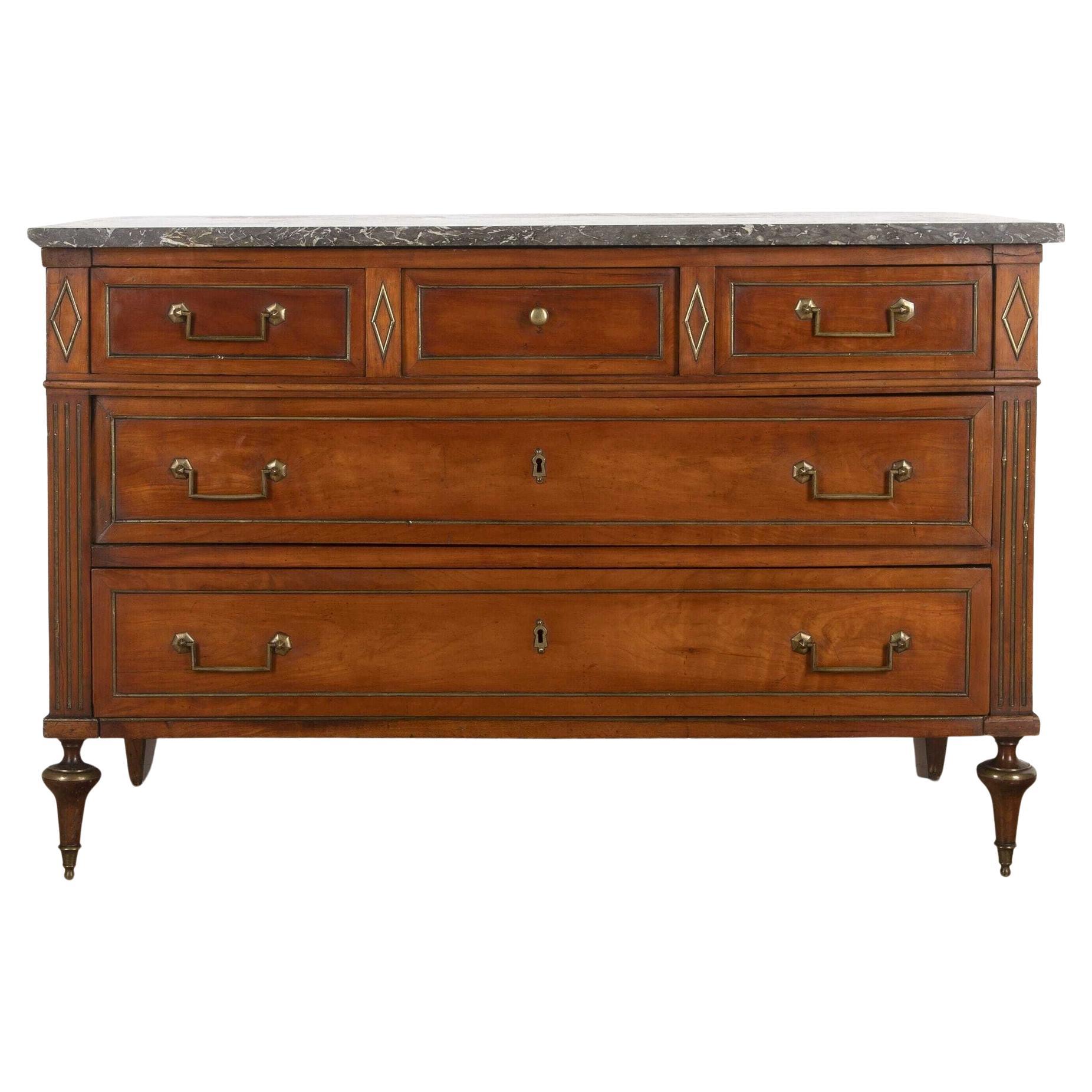 French Brass Inlaid Cherrywood Commode