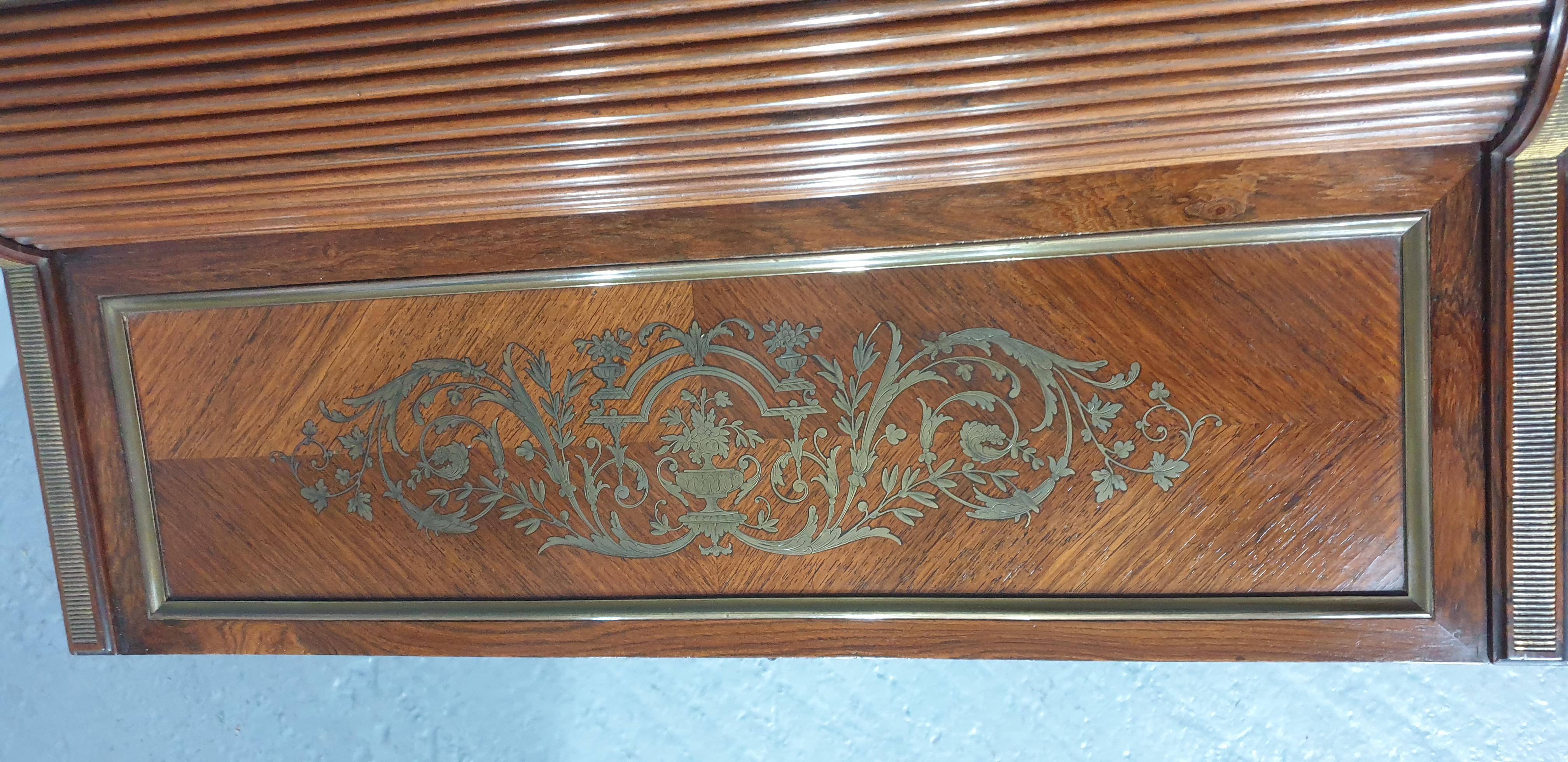 French Brass Inlaid Ladies Bureau Desk For Sale 6
