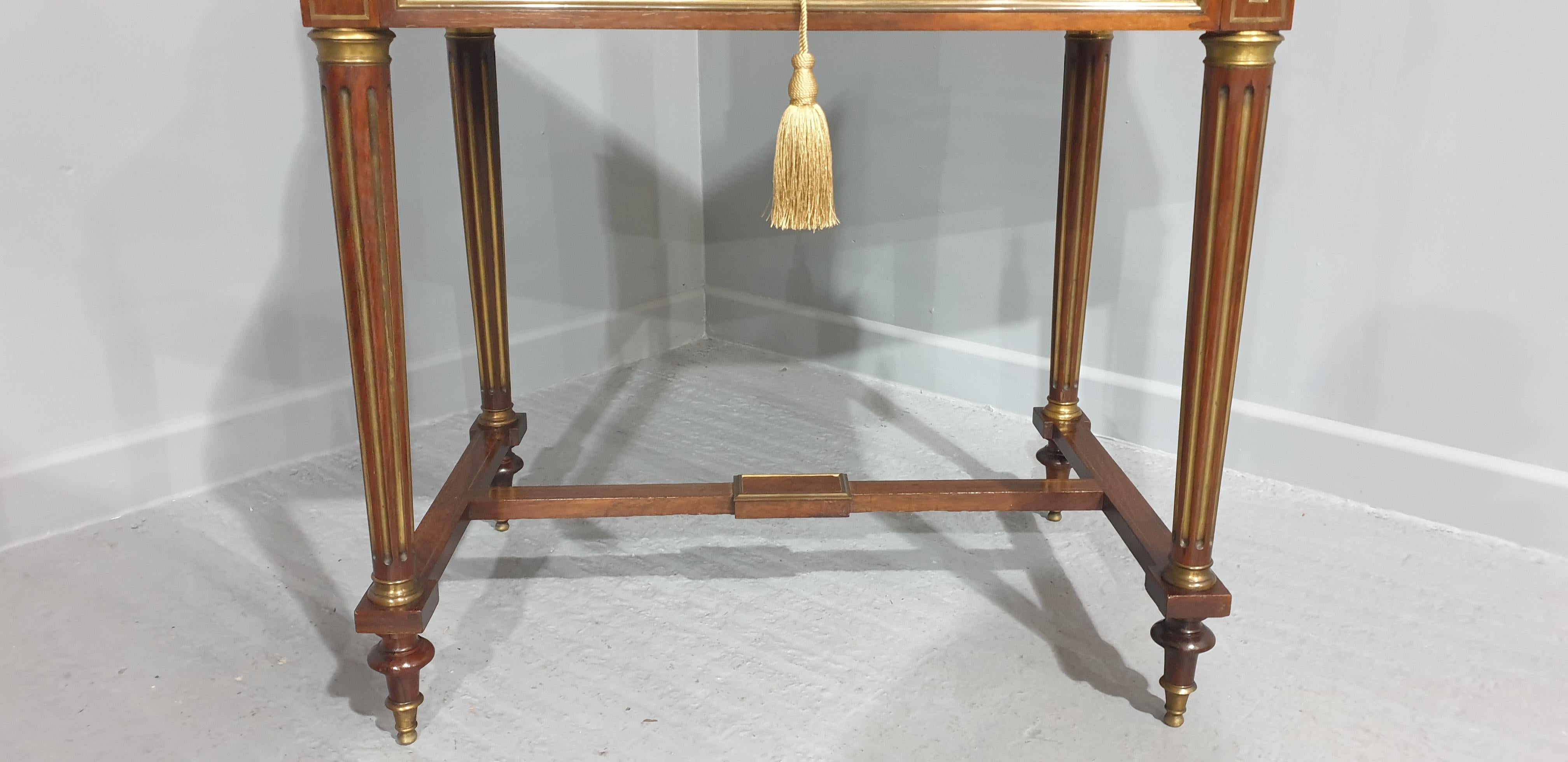 French Brass Inlaid Ladies Bureau Desk For Sale 11