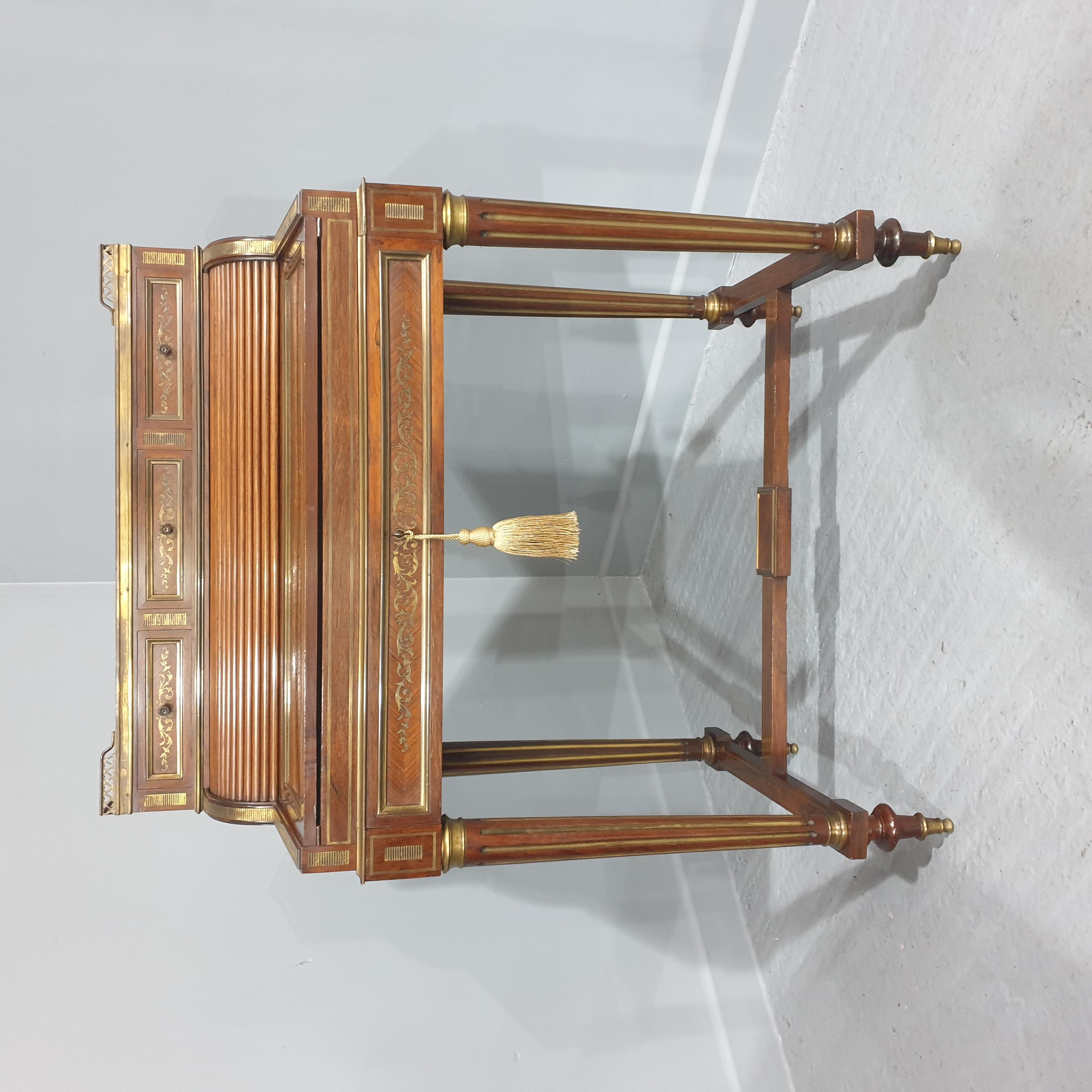 French Brass Inlaid Ladies Bureau Desk For Sale 13