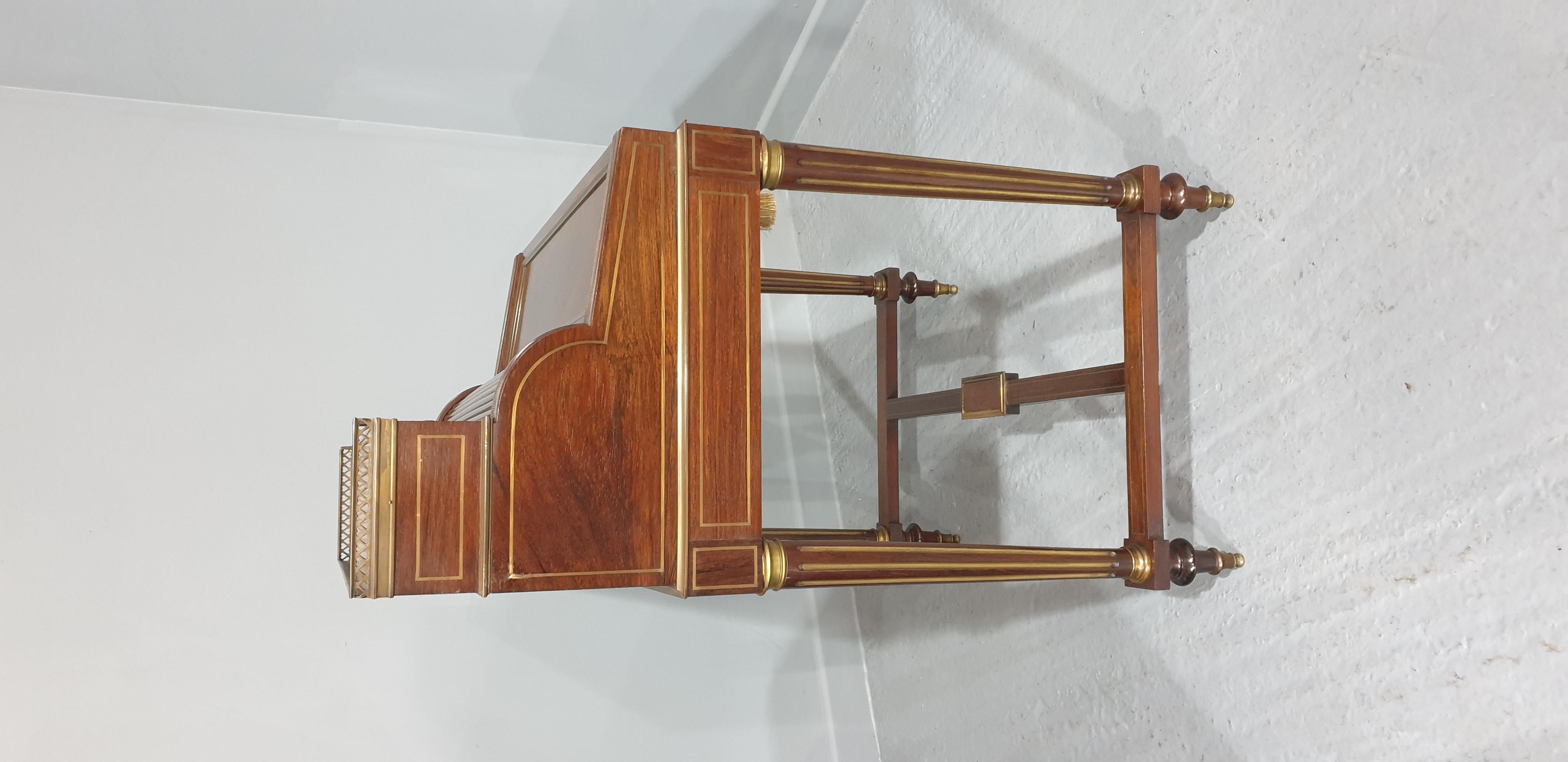 French Brass Inlaid Ladies Bureau Desk For Sale 14