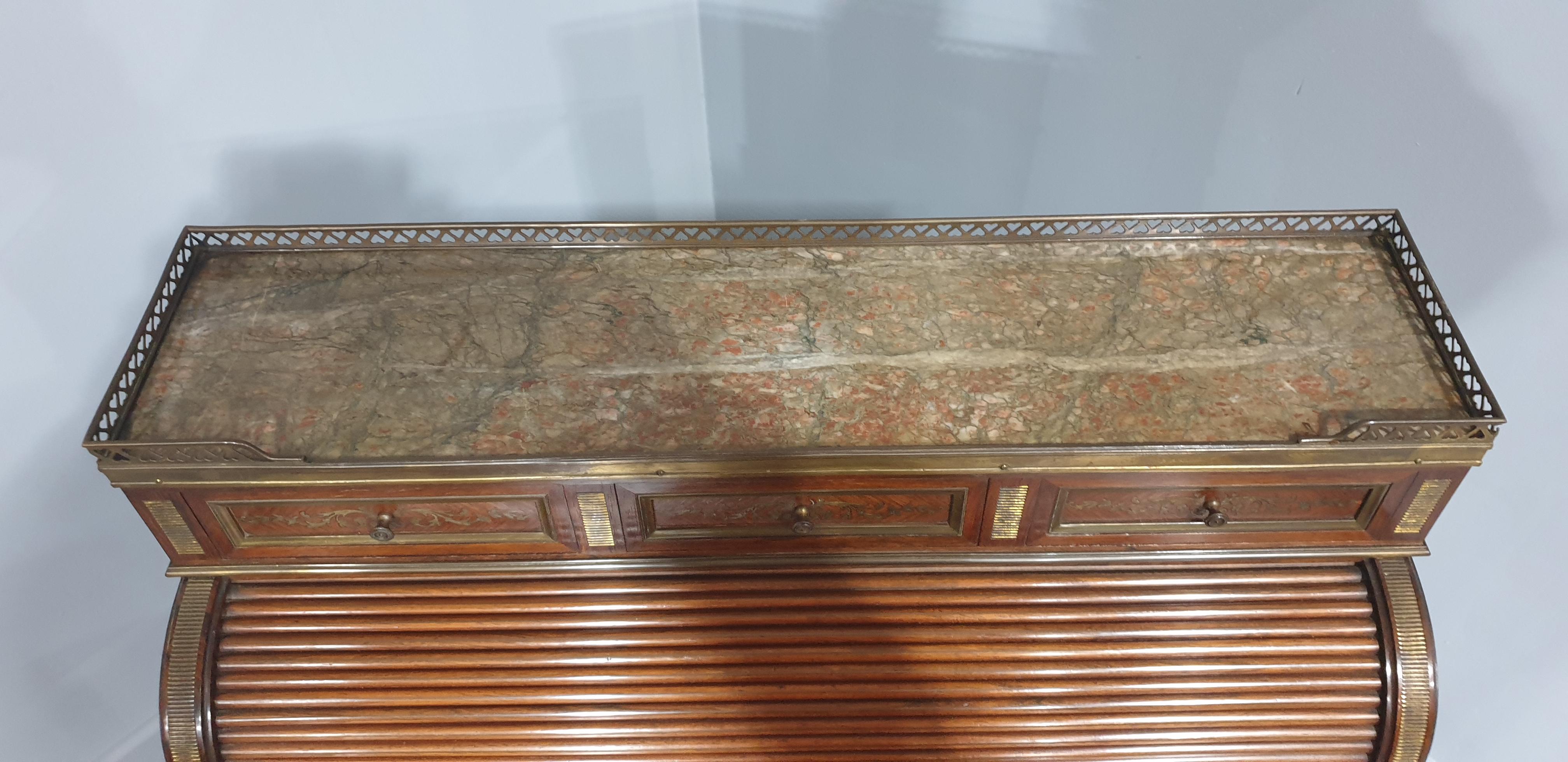 French Brass Inlaid Ladies Bureau Desk For Sale 3