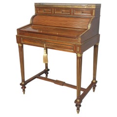 French Brass Inlaid Ladies Bureau Desk