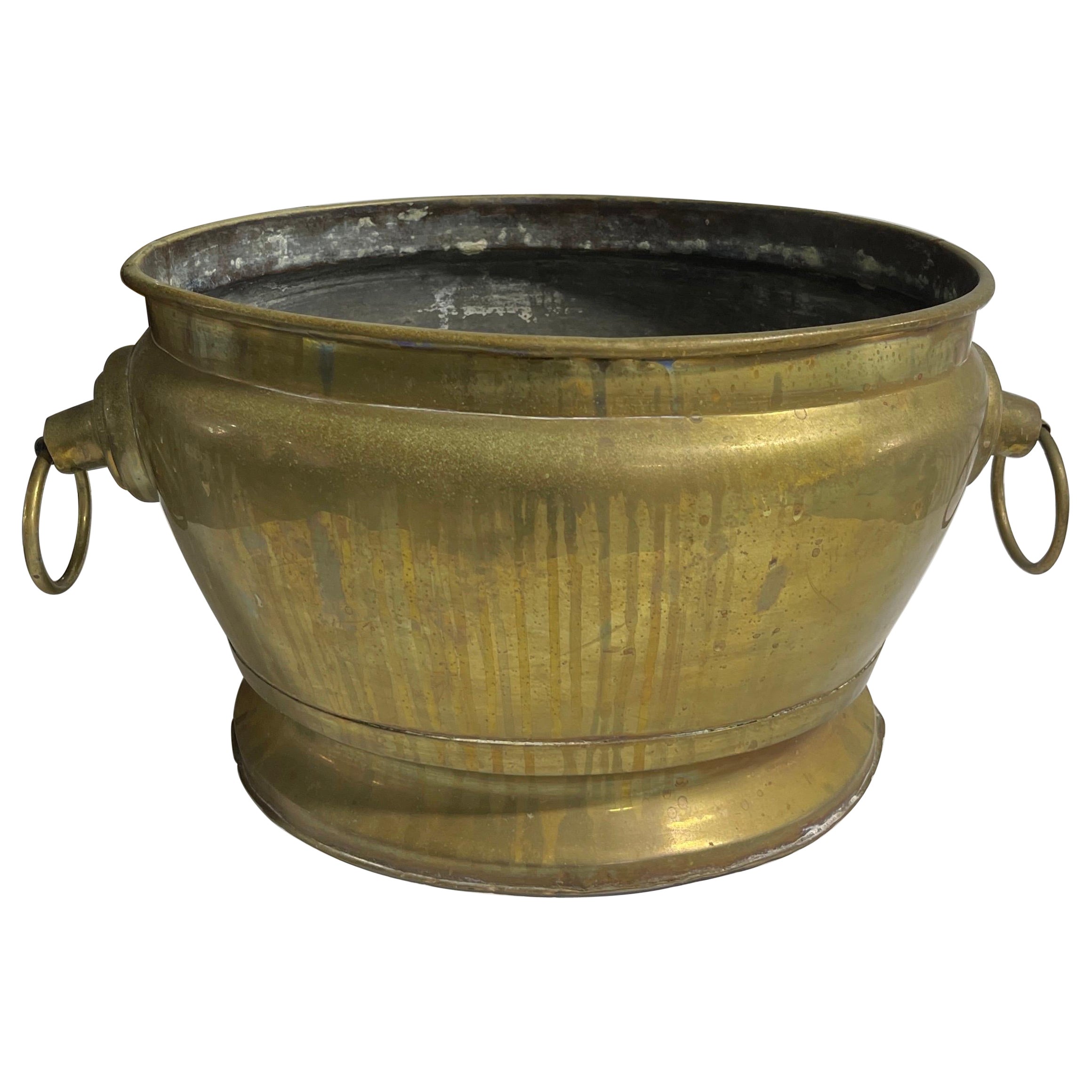 Französische Jardiniere oder Pflanzgefäß aus Messing, 19. Jahrhundert