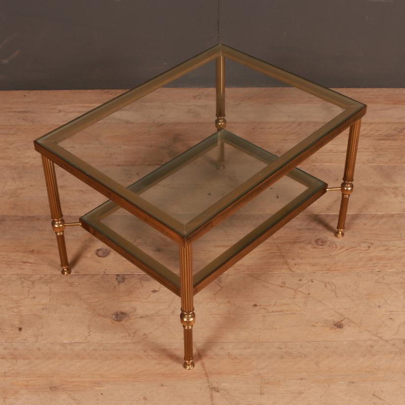 20th Century French Brass Lamp Table For Sale