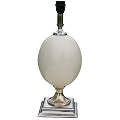 French Brass Lamp with over Size Enamel Egg Detail