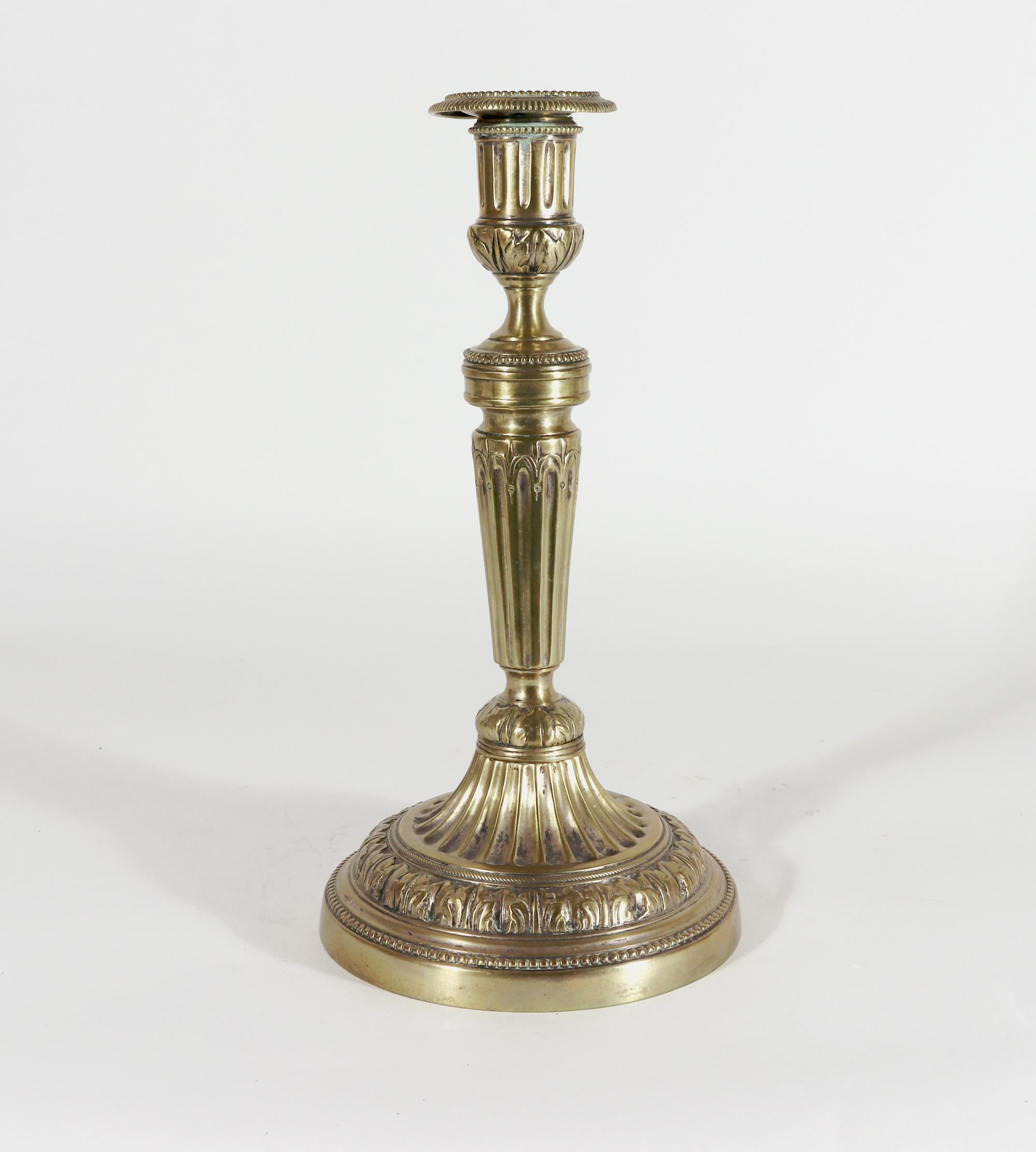 French Brass Large Candlesticks, Circa 1780 For Sale 1