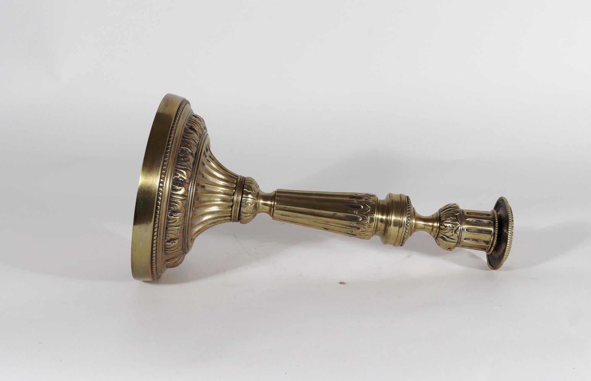 French Brass Large Candlesticks, Circa 1780 For Sale 2