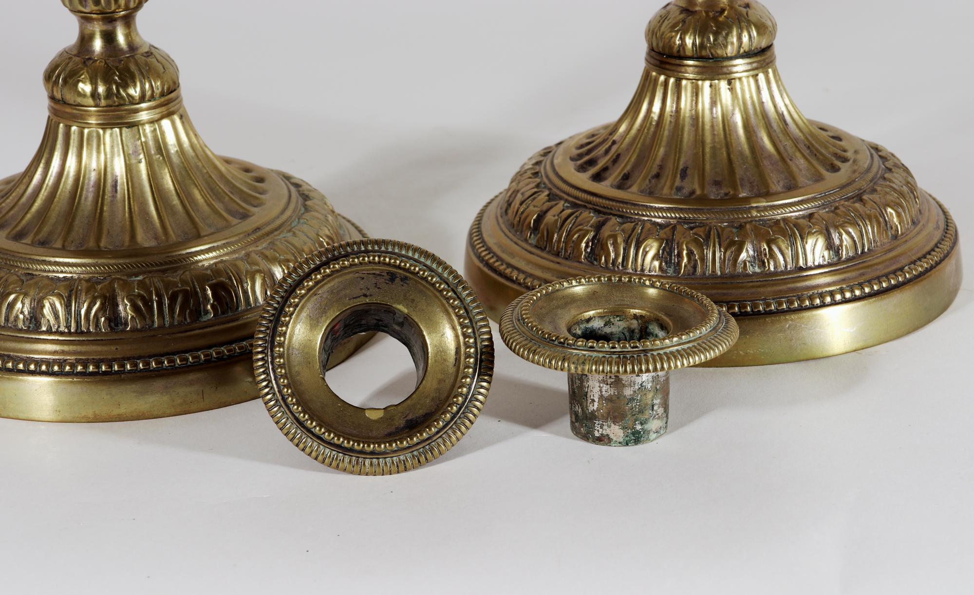 French Brass Large Candlesticks, Circa 1780 For Sale 3