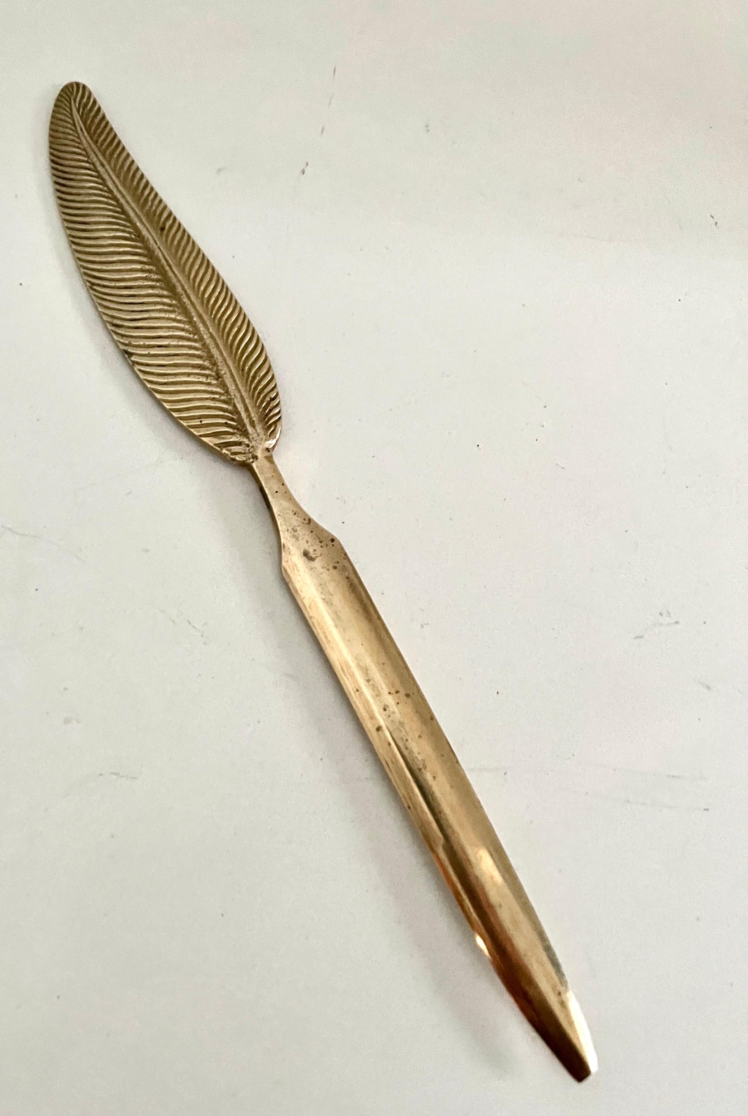 French Brass Letter Opener in the Shape of a Leaf In Good Condition In Los Angeles, CA