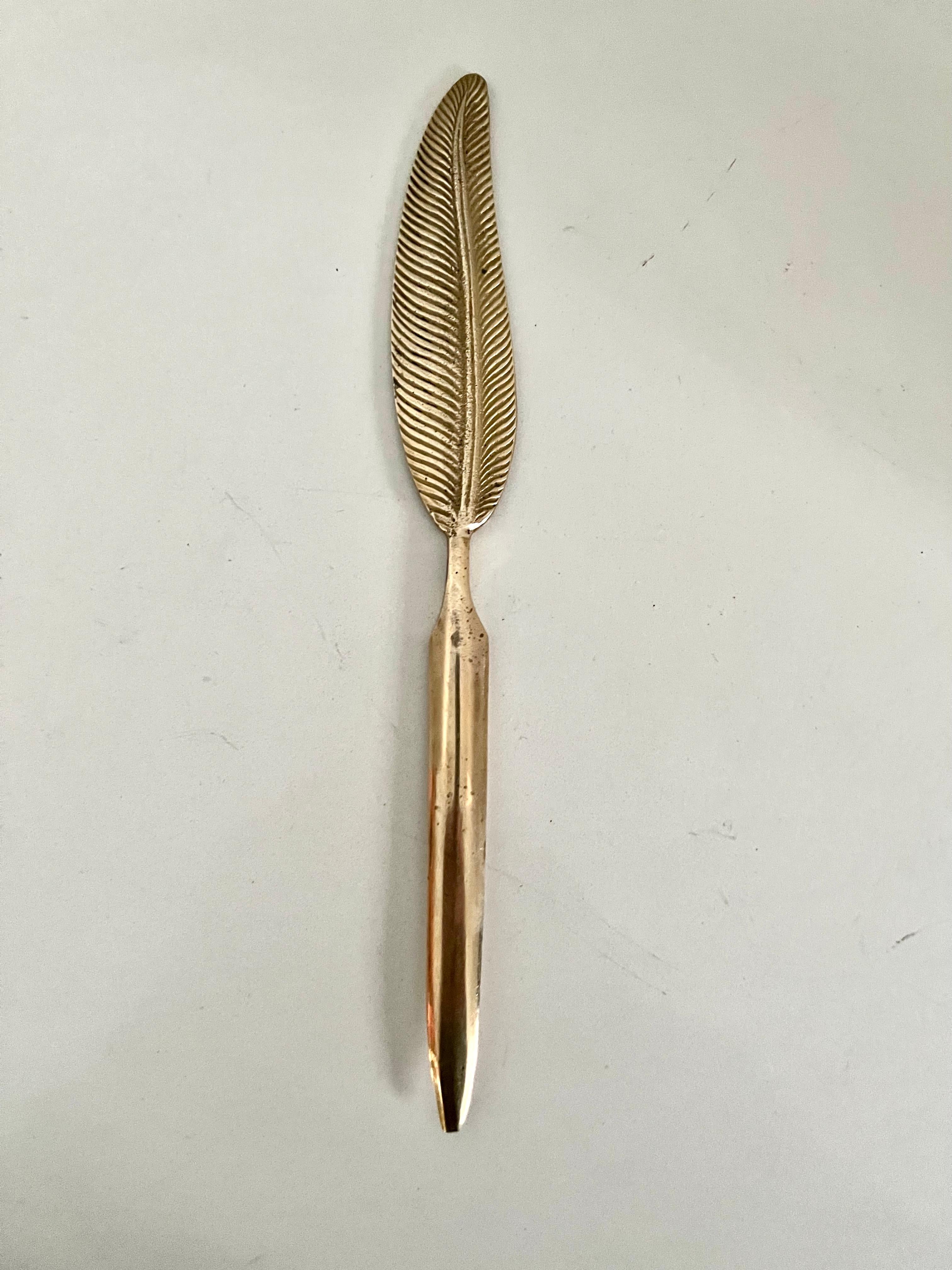 19th Century French Brass Letter Opener in the Shape of a Leaf