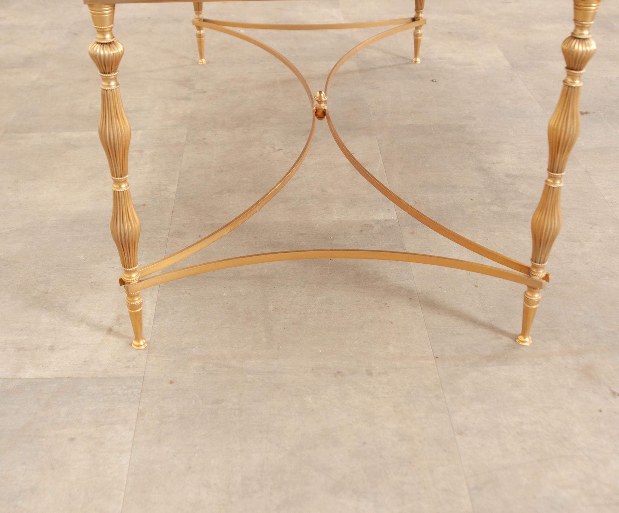 20th Century French Brass & Marble Cocktail Table For Sale