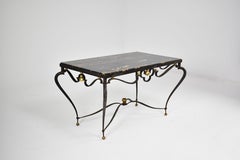 French Brass & Marble Coffee Table Attributed to René Drouet, circa 1945