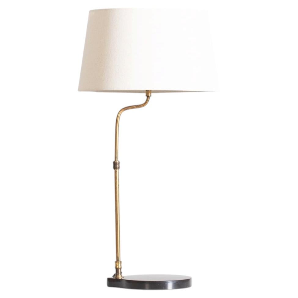 French Brass & Marble Desk Lamp, Early-Mid 20th Century For Sale