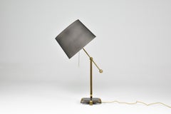 Vintage French Brass Table Lamp with Adjustable Arm, 1950s