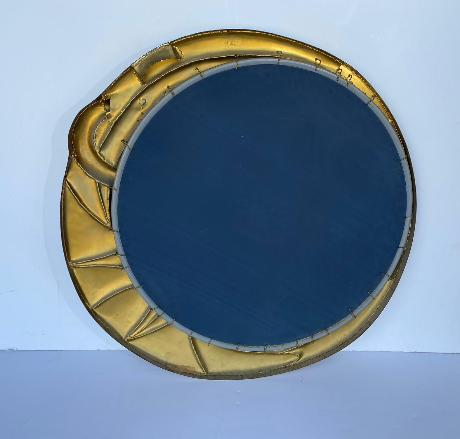 French Brass Mirror by Alain Chevert For Sale 1