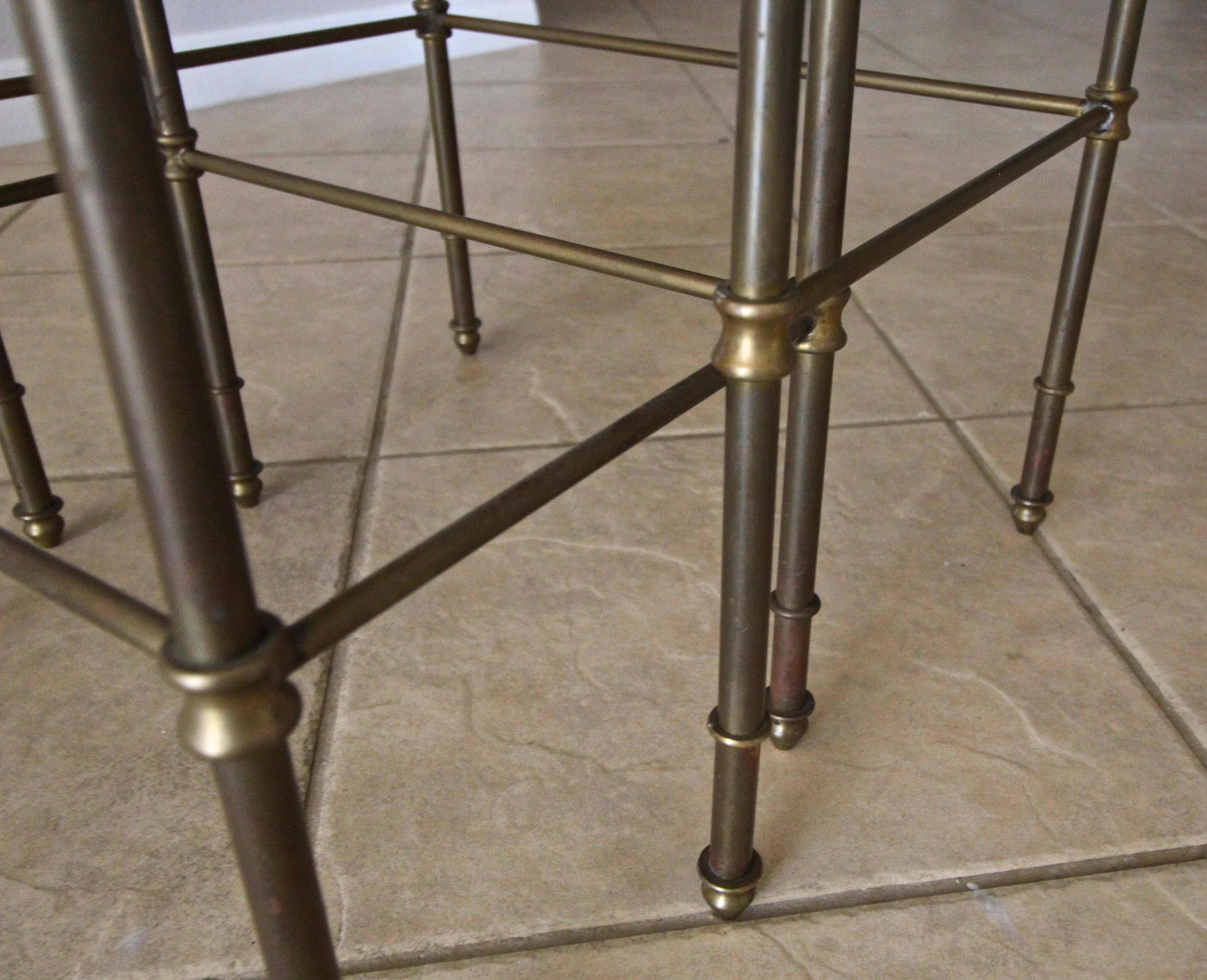 French Brass Mirrored Tops Nesting or Side Tables For Sale 10