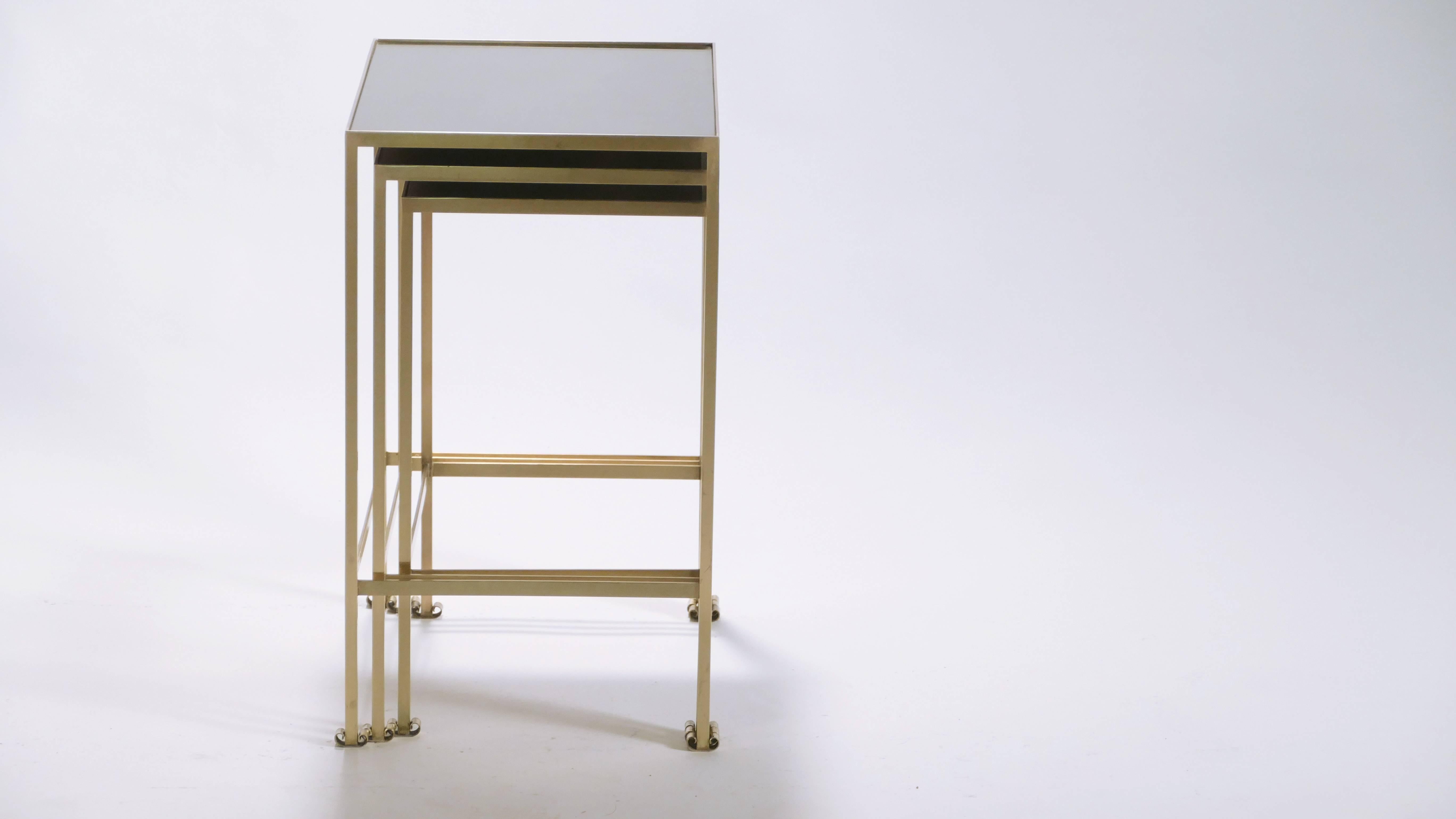 French Brass Nesting Tables, 1960s In Excellent Condition In Paris, IDF