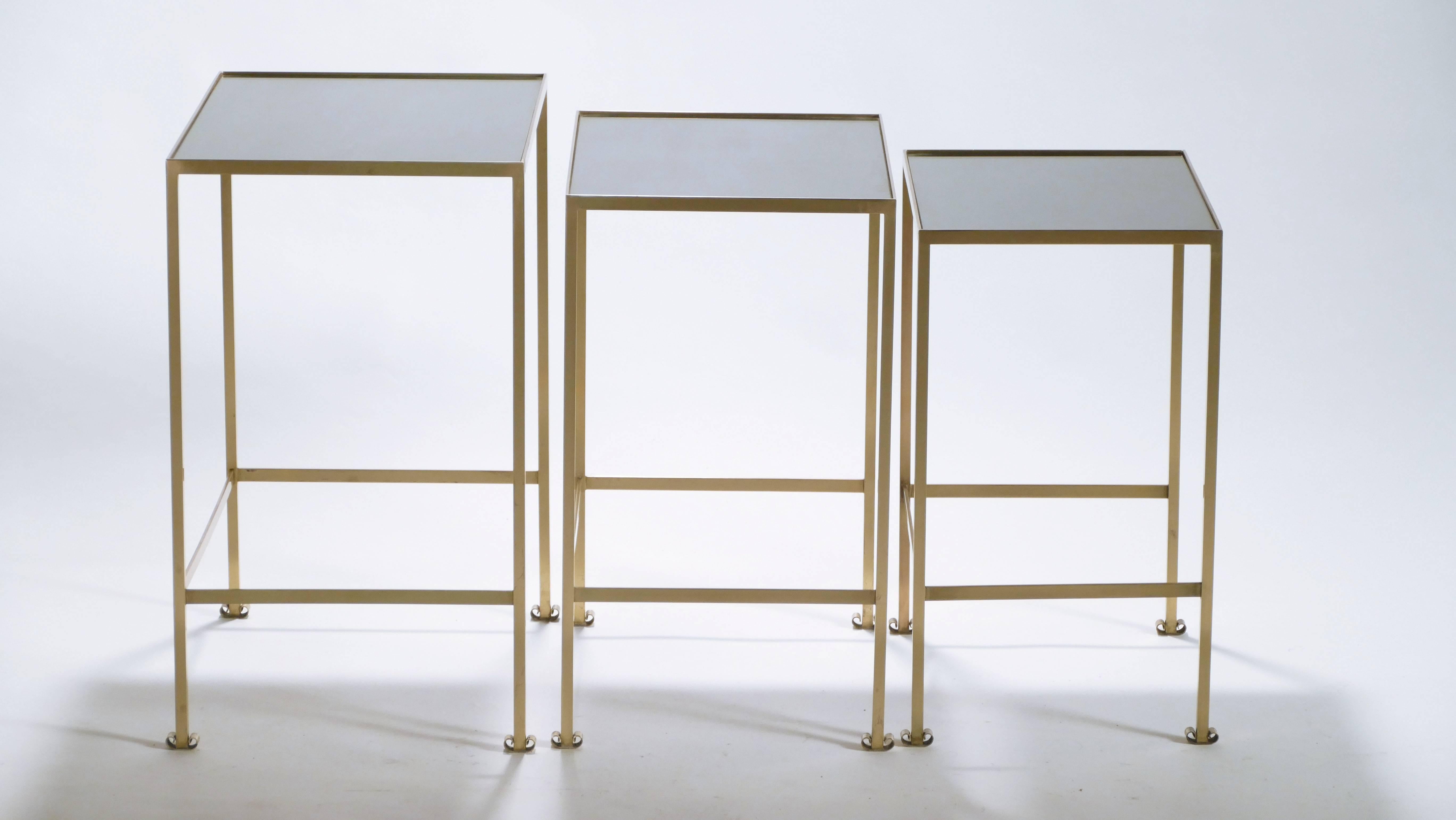 Mid-20th Century French Brass Nesting Tables, 1960s