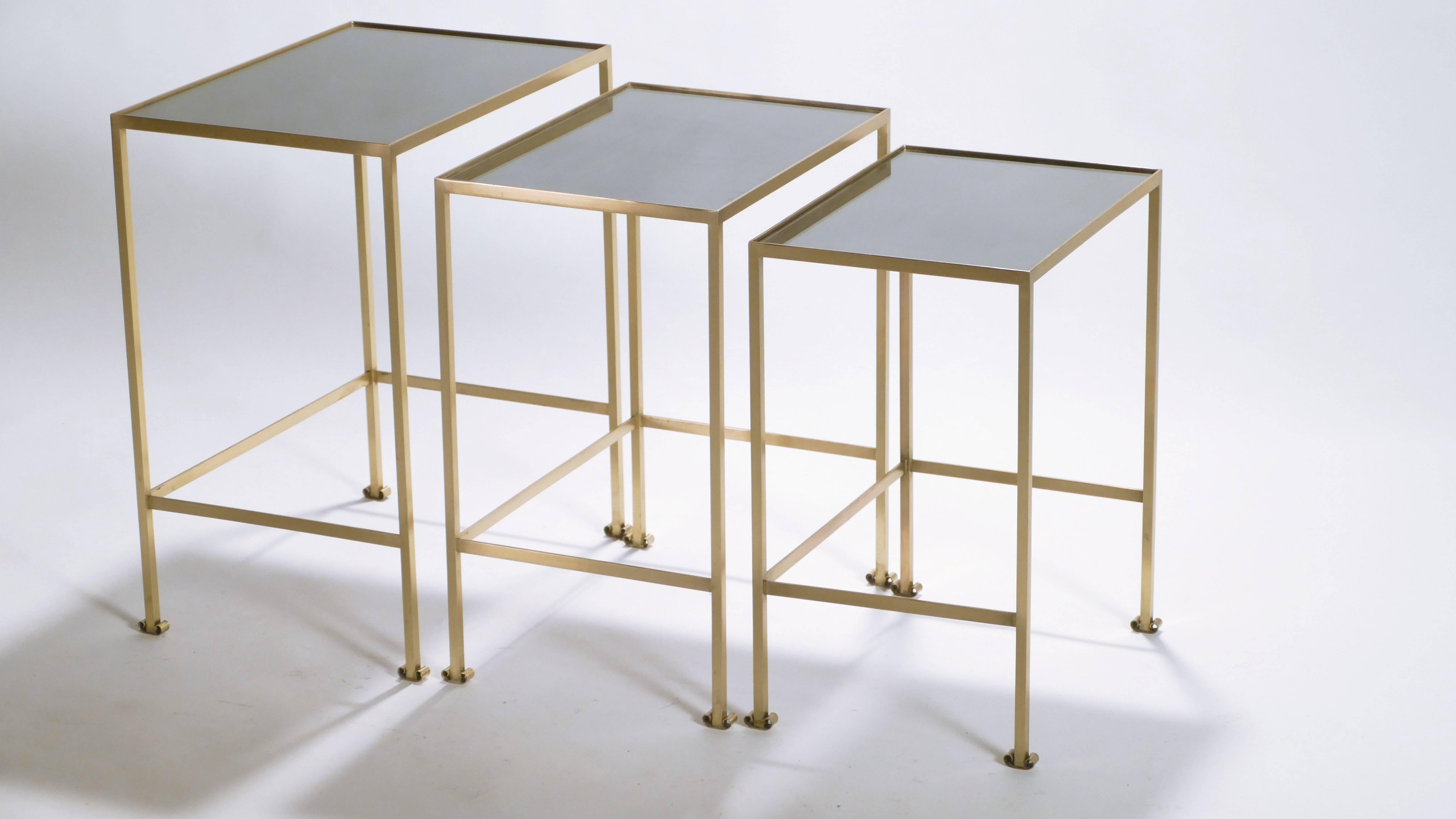 French Brass Nesting Tables, 1960s 1