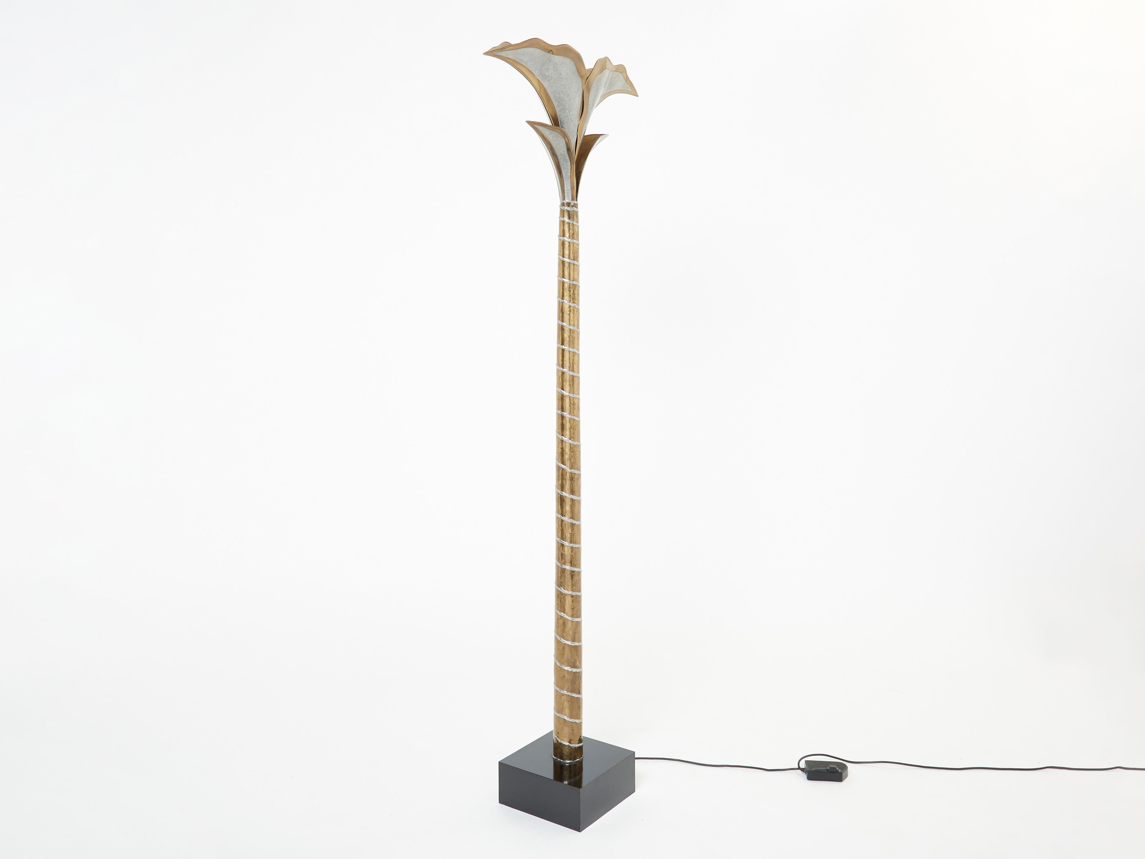 Mid-Century Modern French Brass Nickel Floor Lamp by Henri Fernandez for Honoré Paris 1970s