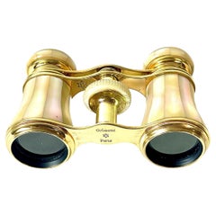 Antique French Brass Opera Glasses with Pale Lacquered Panels, Circa 1890