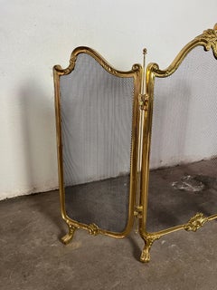 French Brass Ormolu Fire Screen Rococo Style