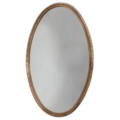 French Brass Oval Mid-Century Mirror