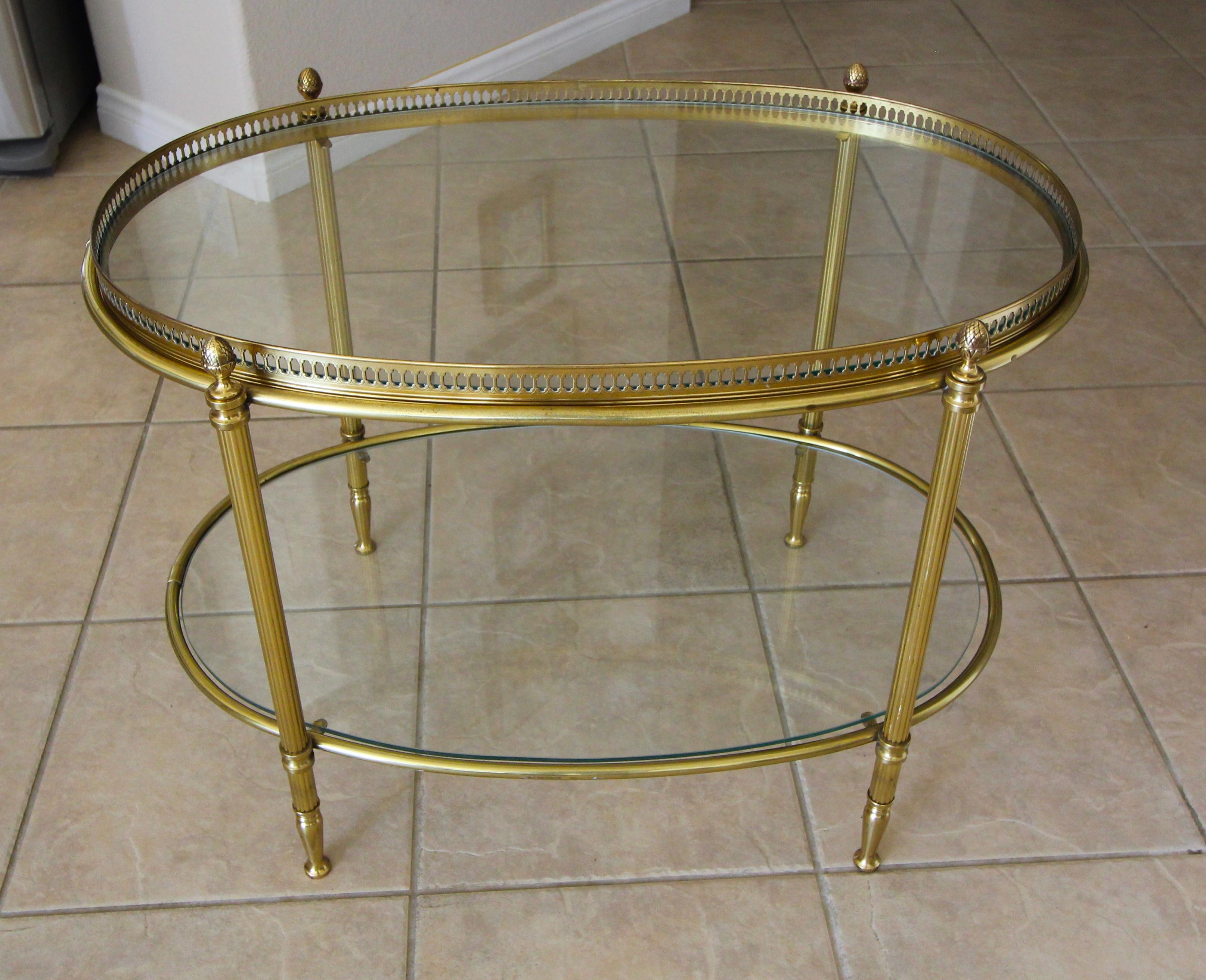 French Brass Oval Two-Tier Side or Coffee Table 7