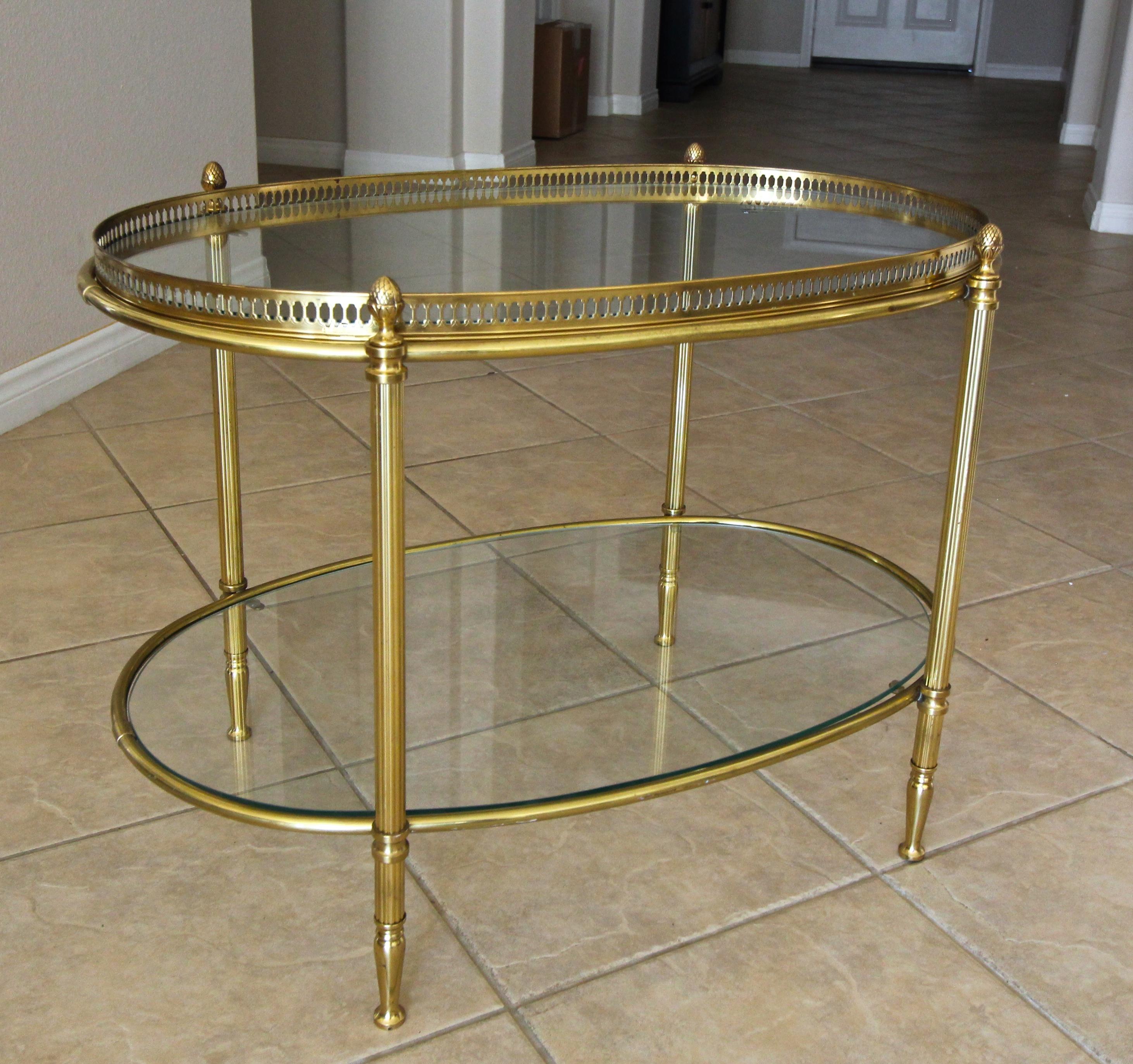 French Brass Oval Two-Tier Side or Coffee Table 8
