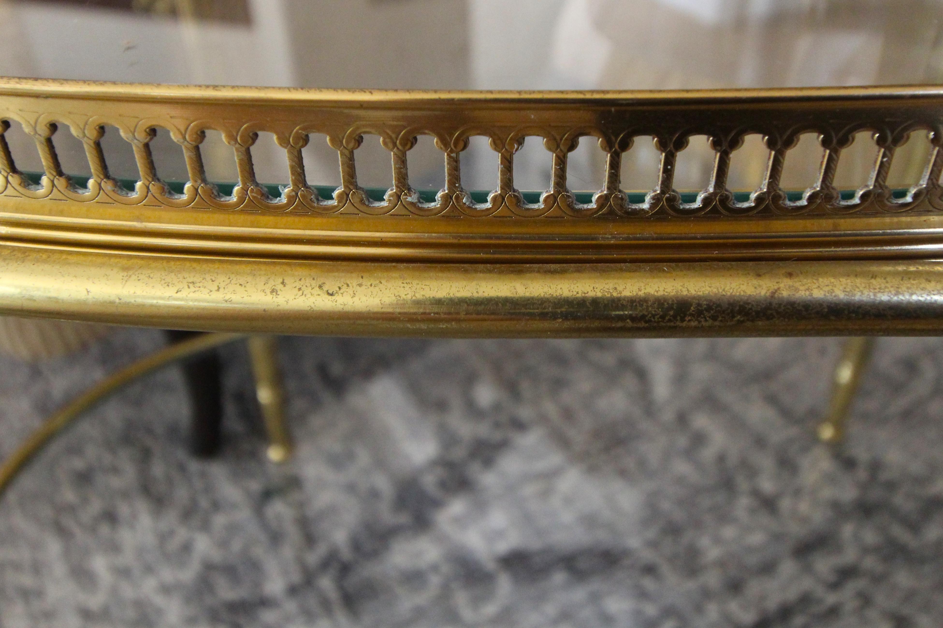 French Brass Oval Two-Tier Side or Coffee Table 10