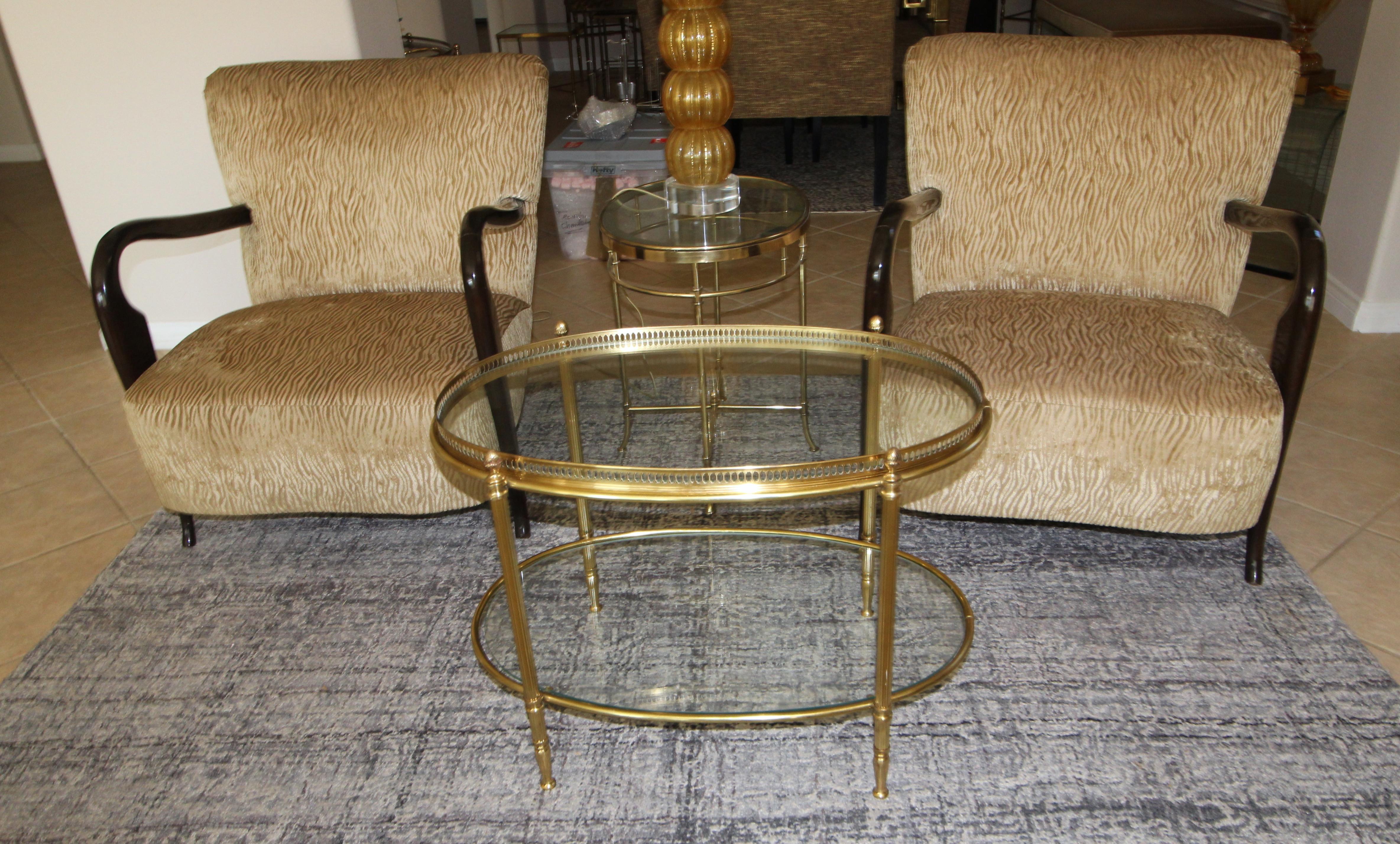 French Brass Oval Two-Tier Side or Coffee Table 11