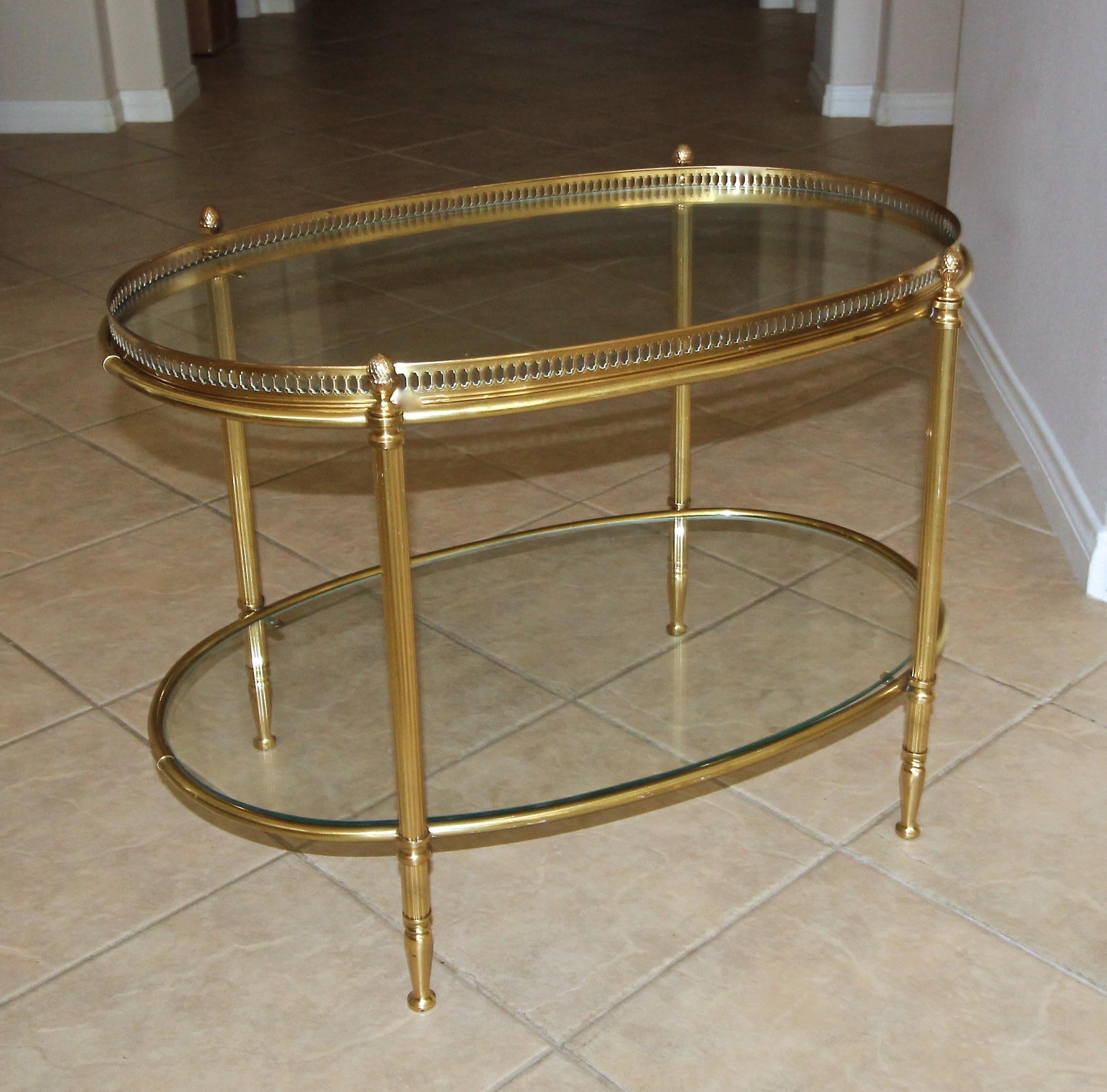 French Brass Oval Two-Tier Side or Coffee Table 2