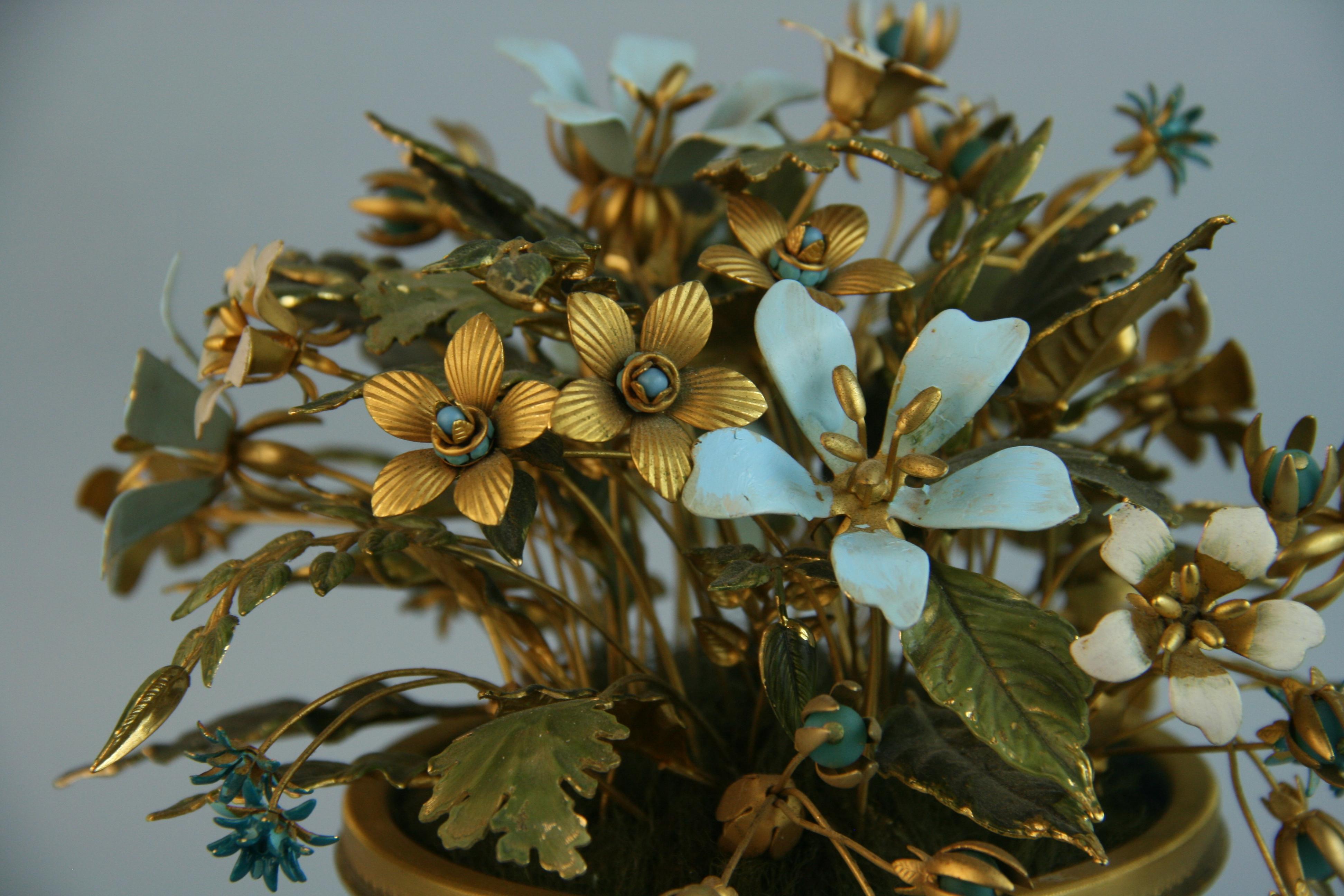 French Brass Painted Bouquet of Flowers For Sale 5
