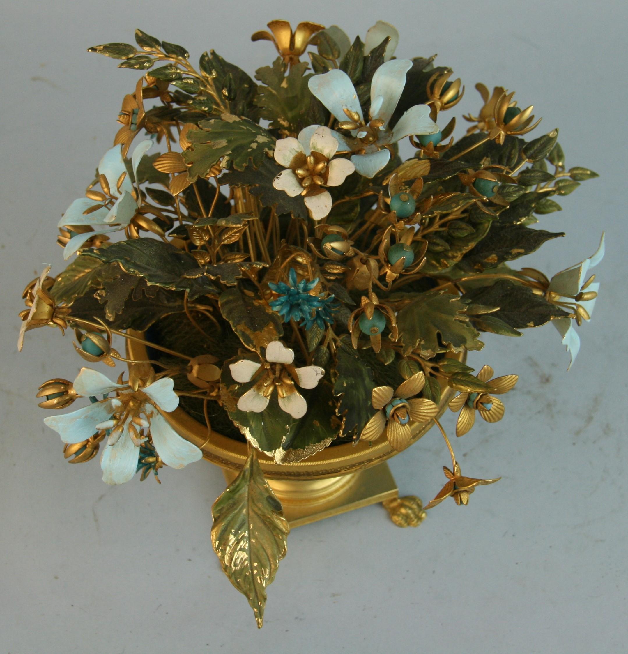 Mid-20th Century French Brass Painted Bouquet of Flowers For Sale