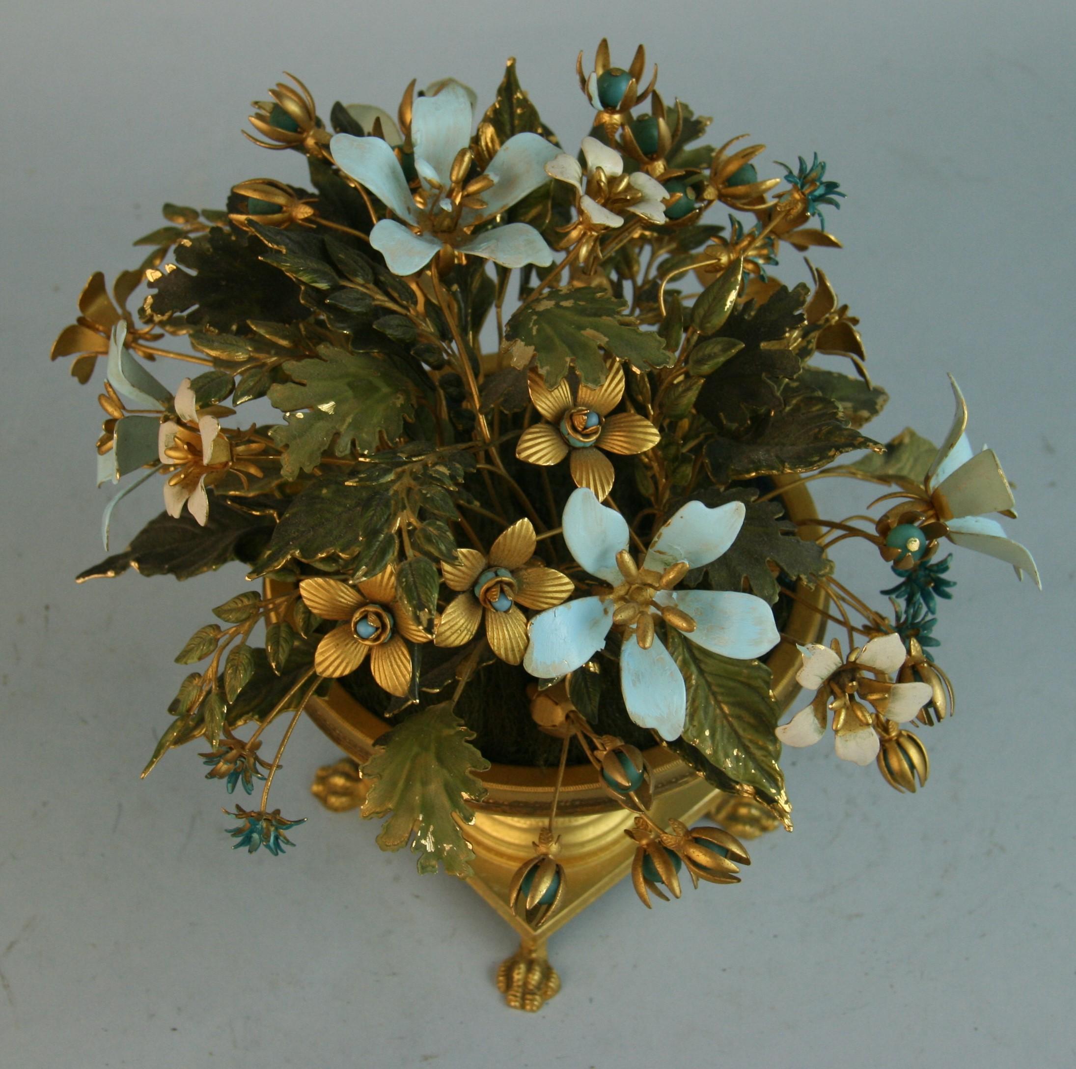 French Brass Painted Bouquet of Flowers For Sale 1