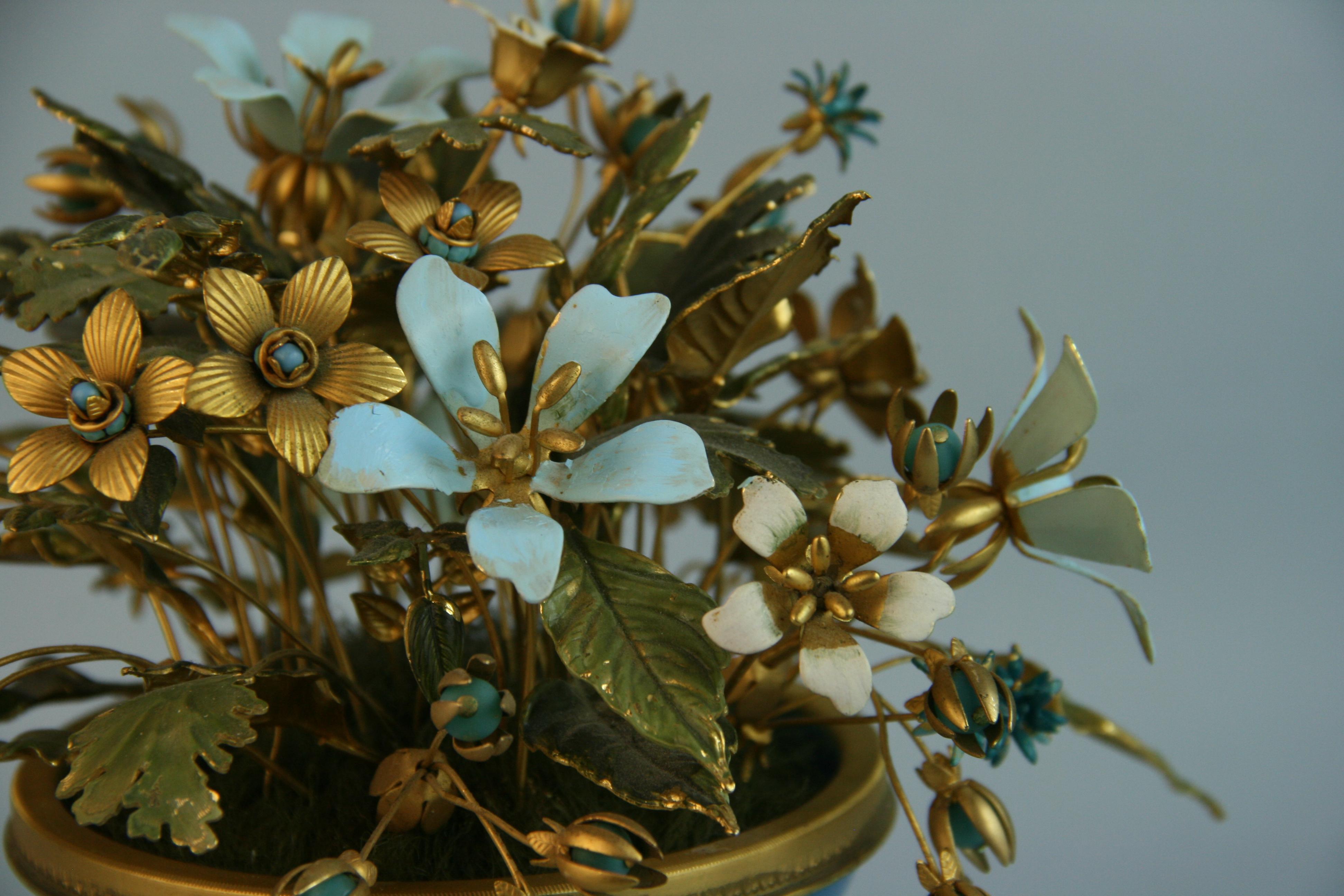 French Brass Painted Bouquet of Flowers For Sale 4