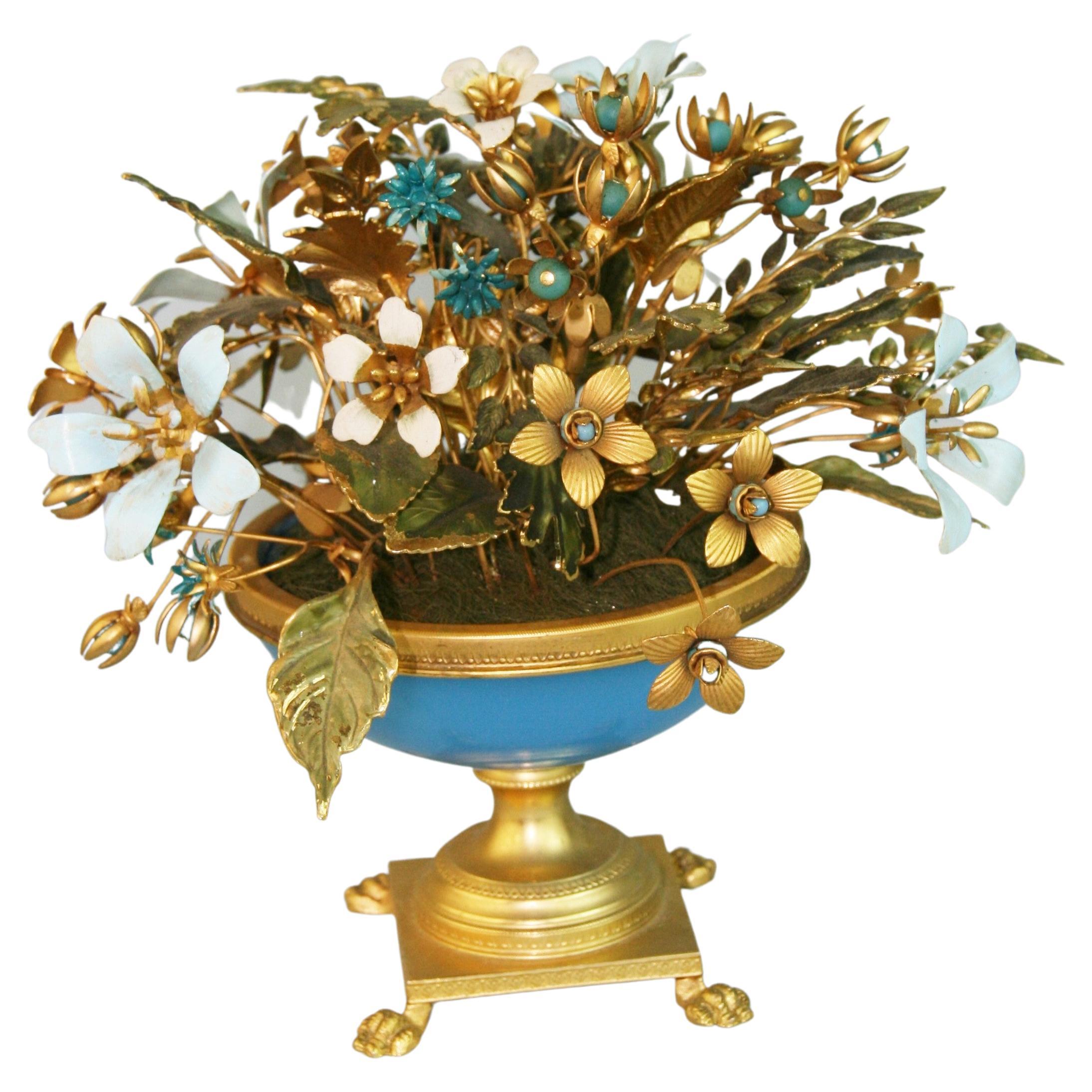 French Brass Painted Bouquet of Flowers For Sale