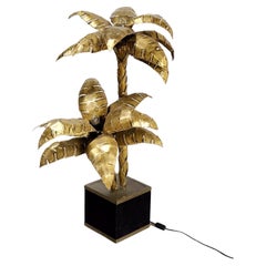 Vintage  French Brass Palm Tree Floor or Side Lamp by Maison Jansen, 1970's