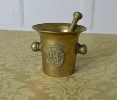 French Brass Pestle and Mortar   A good pair and ready for your kitchen