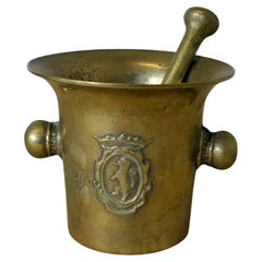 French Brass Pestle and Mortar   A good pair and ready for your kitchen