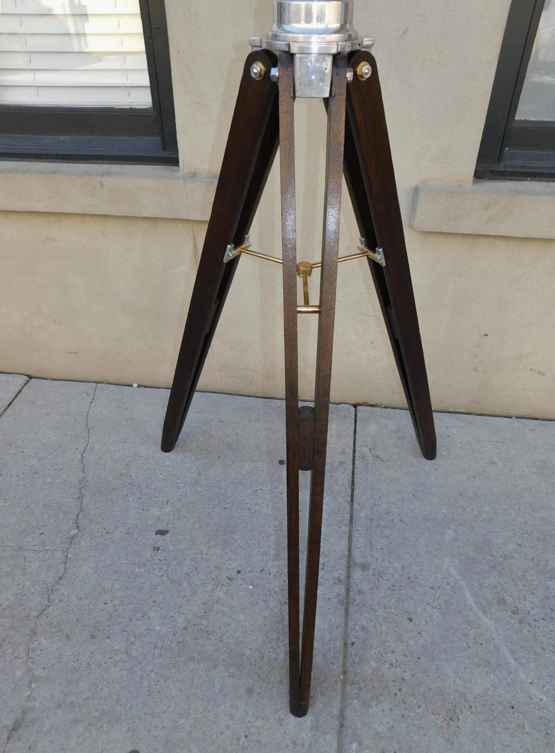 French Brass & Polished Steel Telescope w/ Spotting Scope on Tripod Stand C 1850 For Sale 8